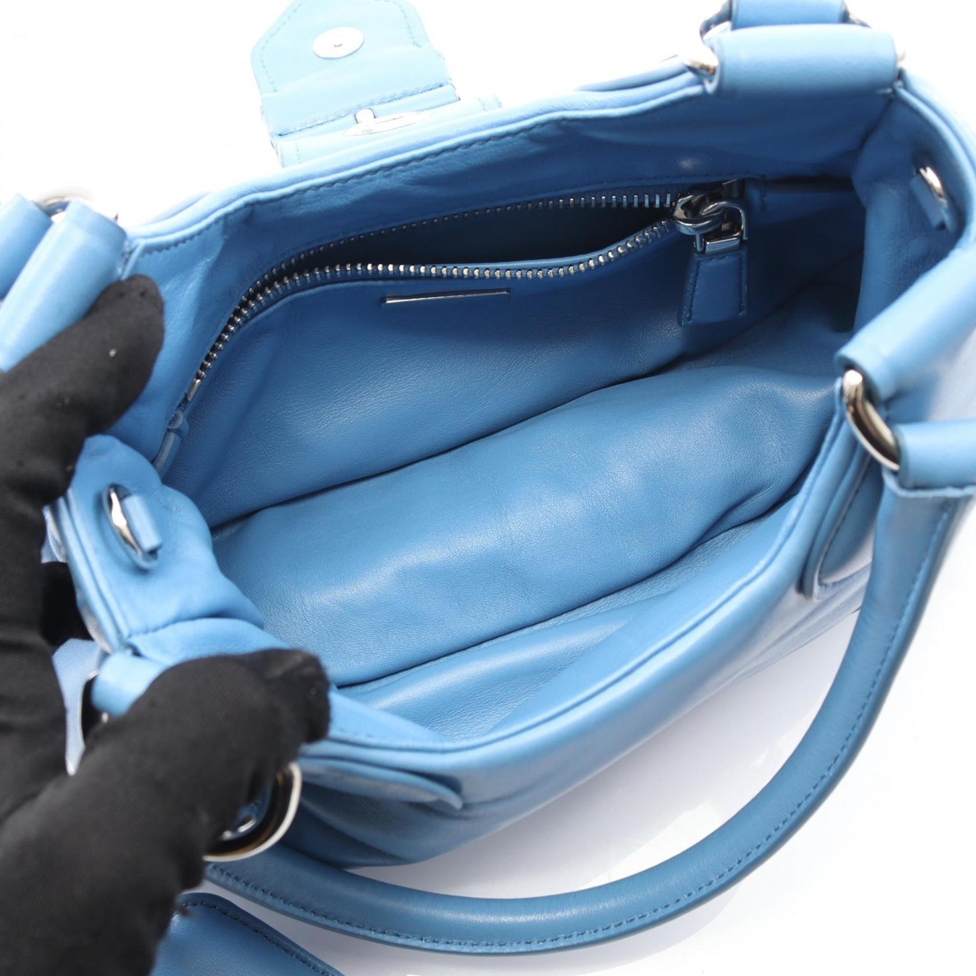 PDA Moon Handbag, Leather, Women's, Blue, 1BA381