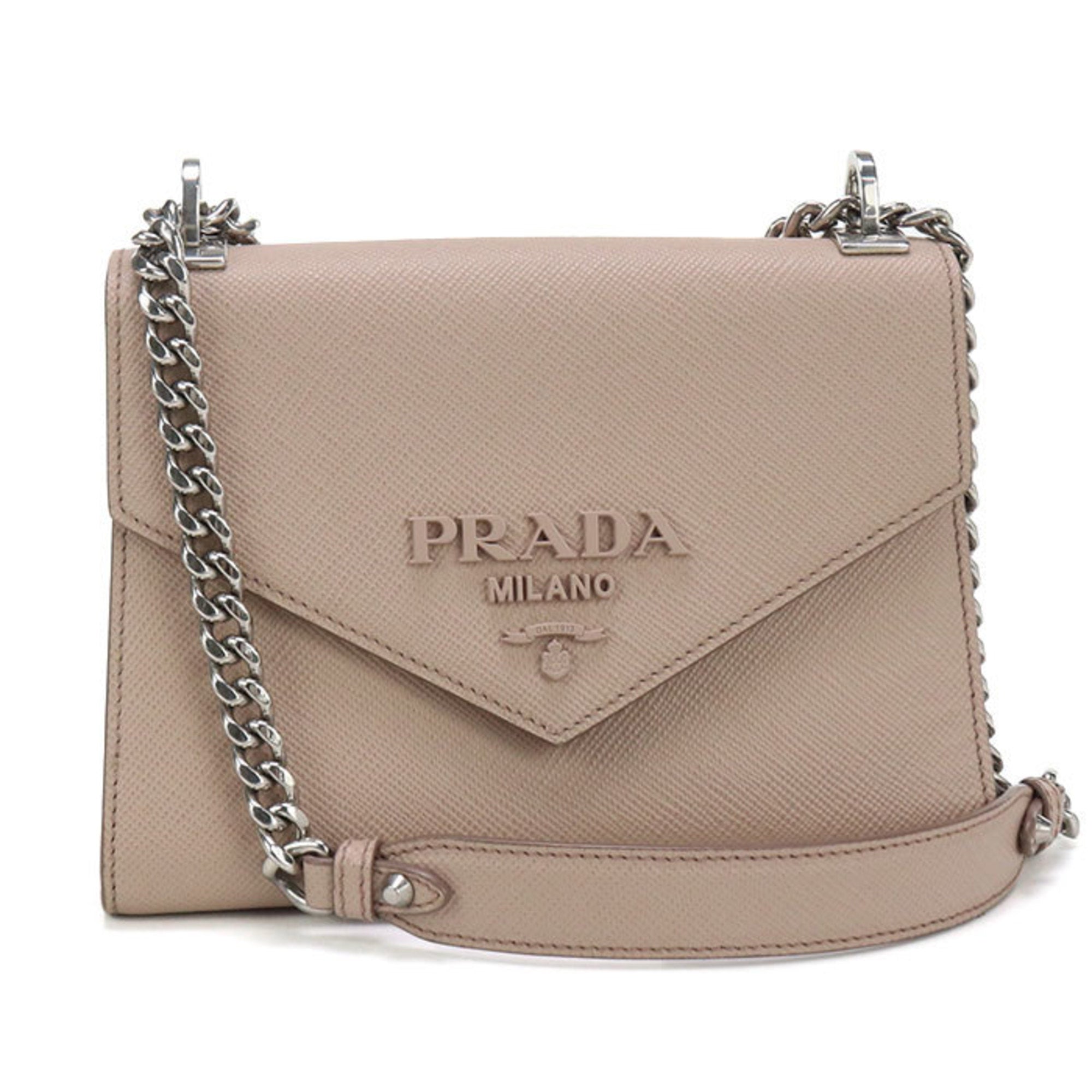 PDA Prada Shoulder Bag 1BD127 2ERX F0ORK Chain Saffiano Leather Women's Pink