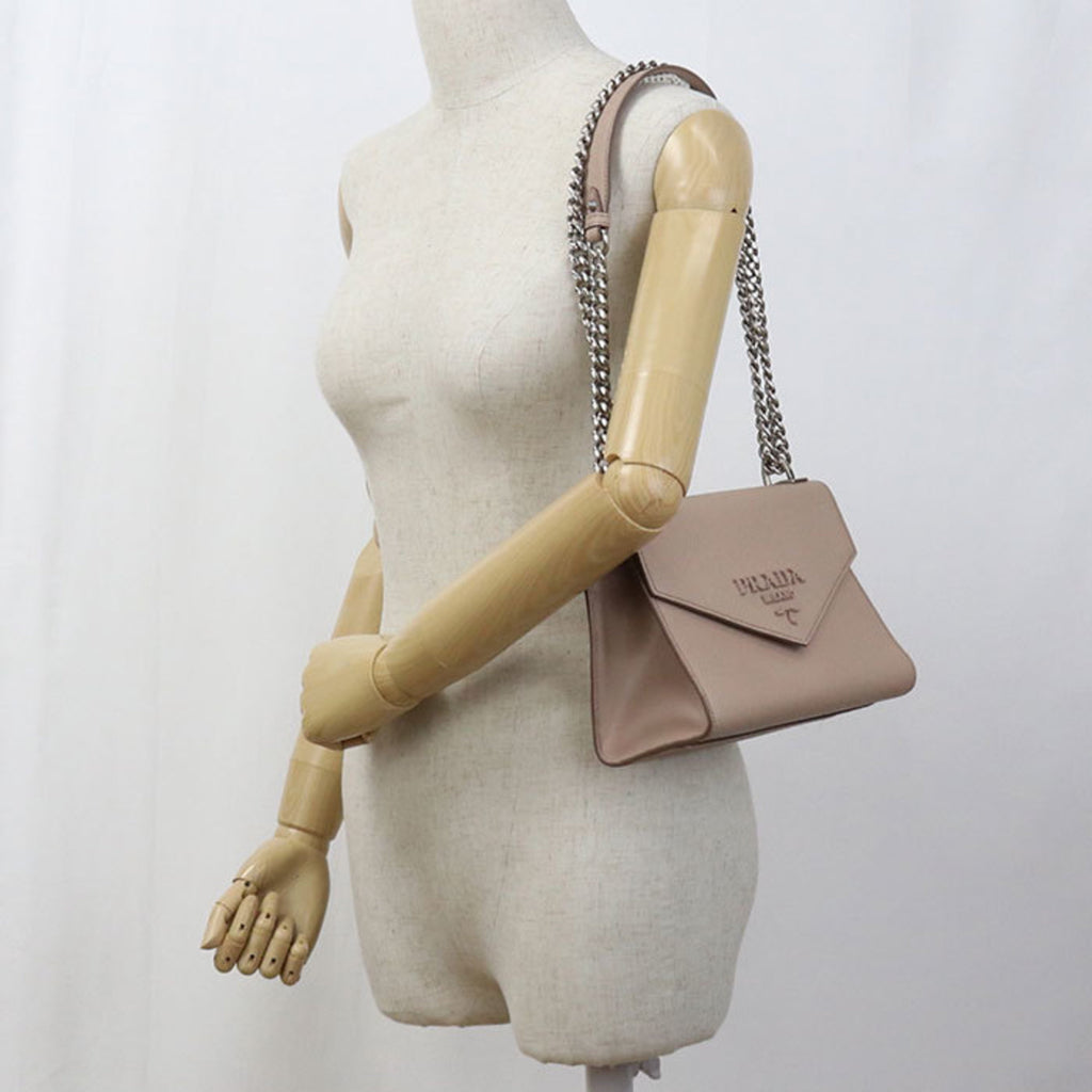 PDA Prada Shoulder Bag 1BD127 2ERX F0ORK Chain Saffiano Leather Women's Pink