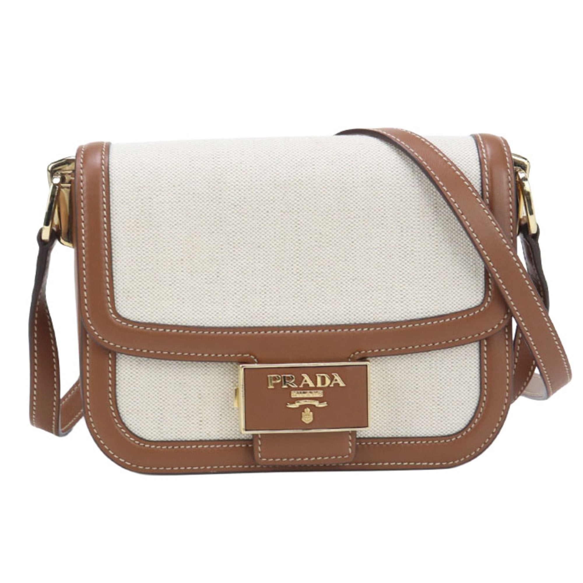PDA Prada Shoulder Bag 1BD257 2DLI F0A5T Women's White