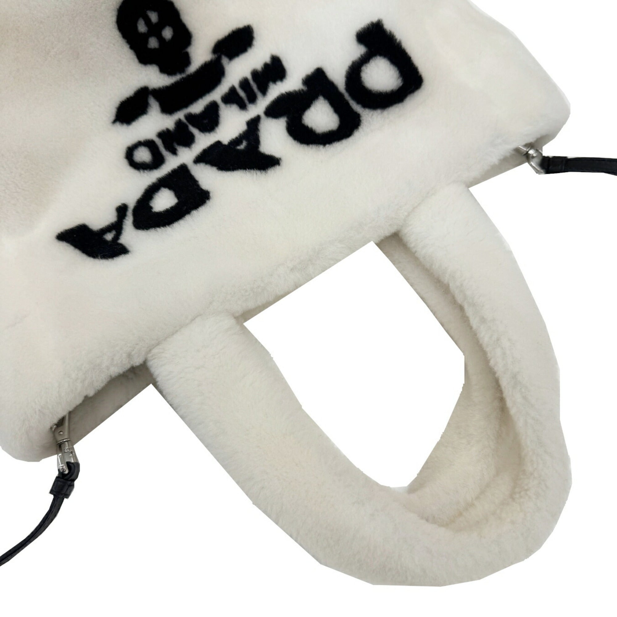 PDA Lettering Terry Tote Bag 1BG374 White/Black Shoulder Bag/Handbag/Tote for Women