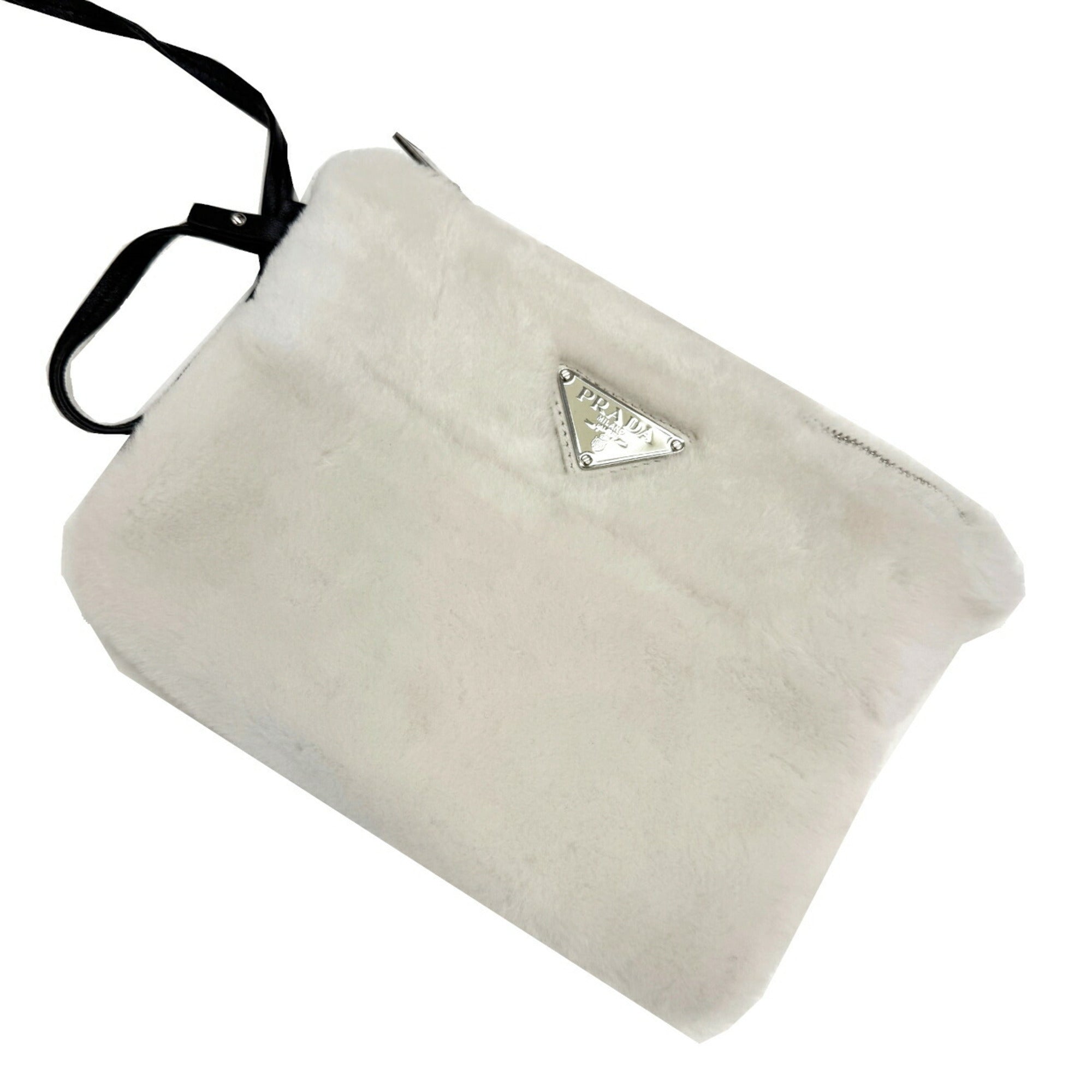 PDA Lettering Terry Tote Bag 1BG374 White/Black Shoulder Bag/Handbag/Tote for Women