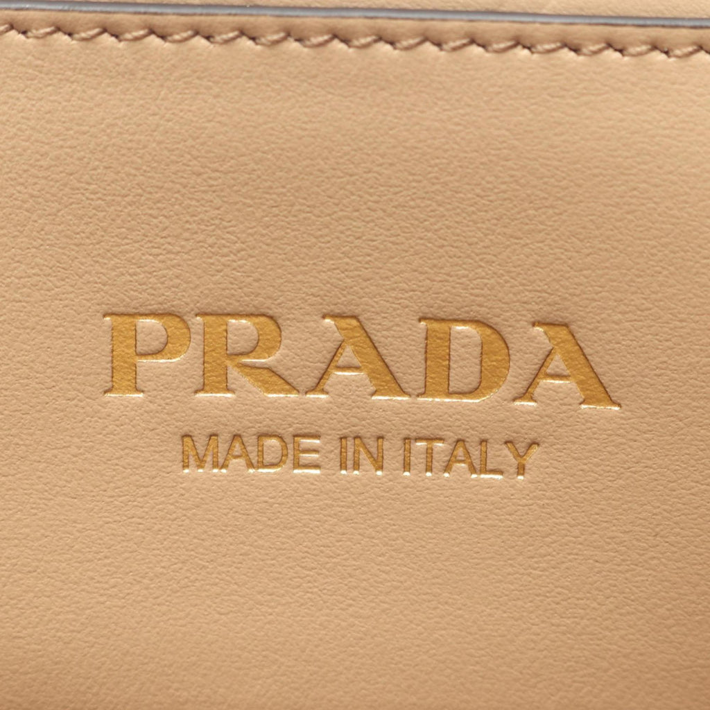 PDA Symbol Topstitched Soft Calf Leather Tote Bag, Women's, Beige, 1BA379