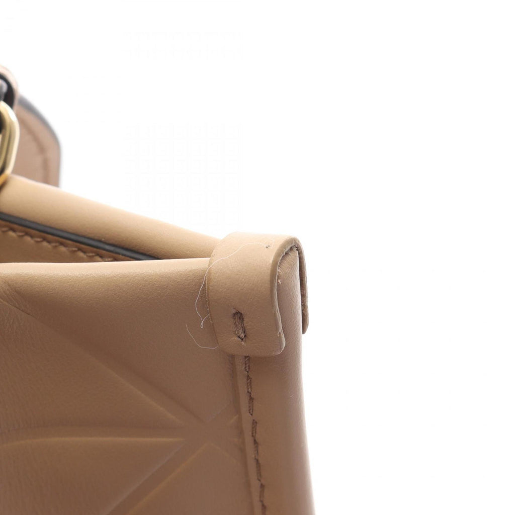 PDA Symbol Topstitched Soft Calf Leather Tote Bag, Women's, Beige, 1BA379