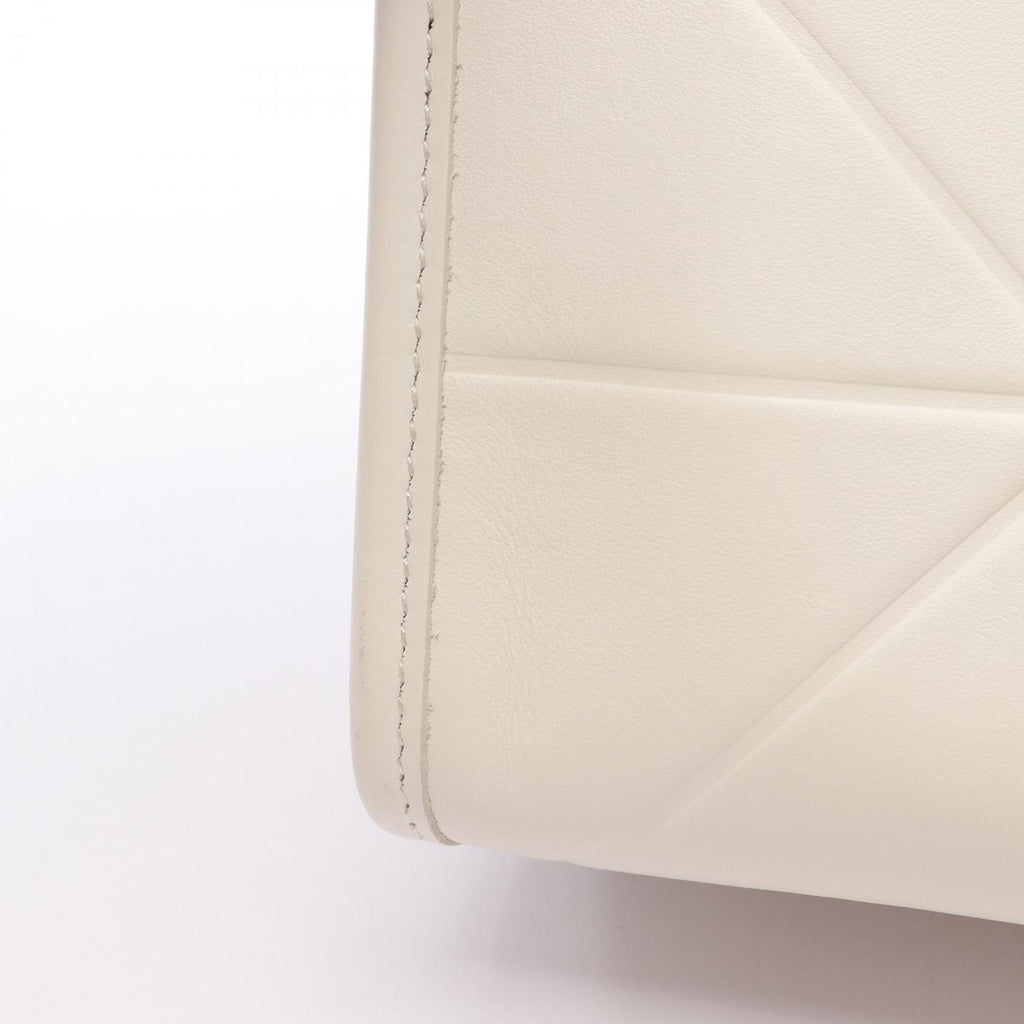 PDA Symbol Topstitched Soft Calf Leather Tote Bag, Women's, White, 1BA379