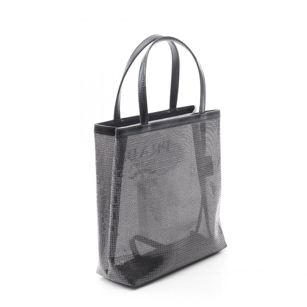 PDA PRADA RETE PAILLETTES Tote Bag, Patent Leather and Mesh, Women's, Black, 1BG417