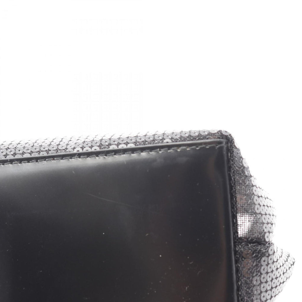 PDA PRADA RETE PAILLETTES Tote Bag, Patent Leather and Mesh, Women's, Black, 1BG417