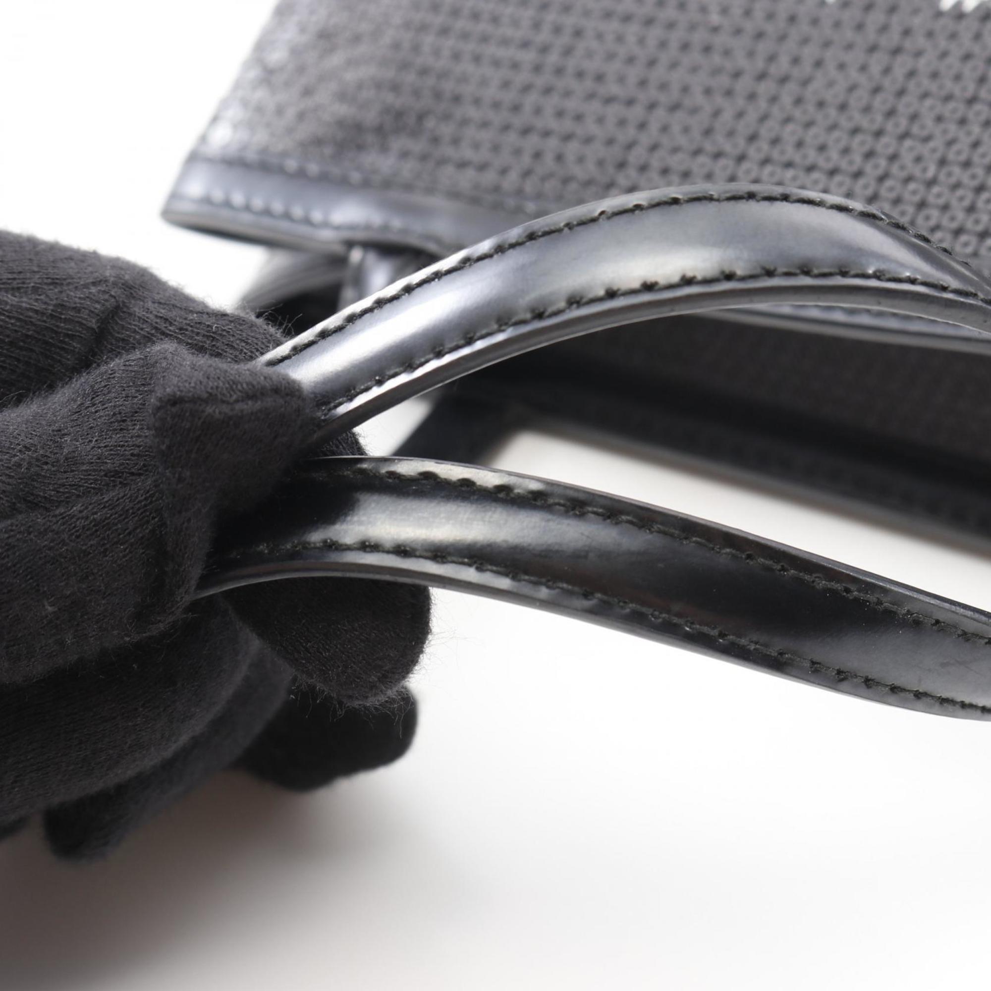 PDA PRADA RETE PAILLETTES Tote Bag, Patent Leather and Mesh, Women's, Black, 1BG417