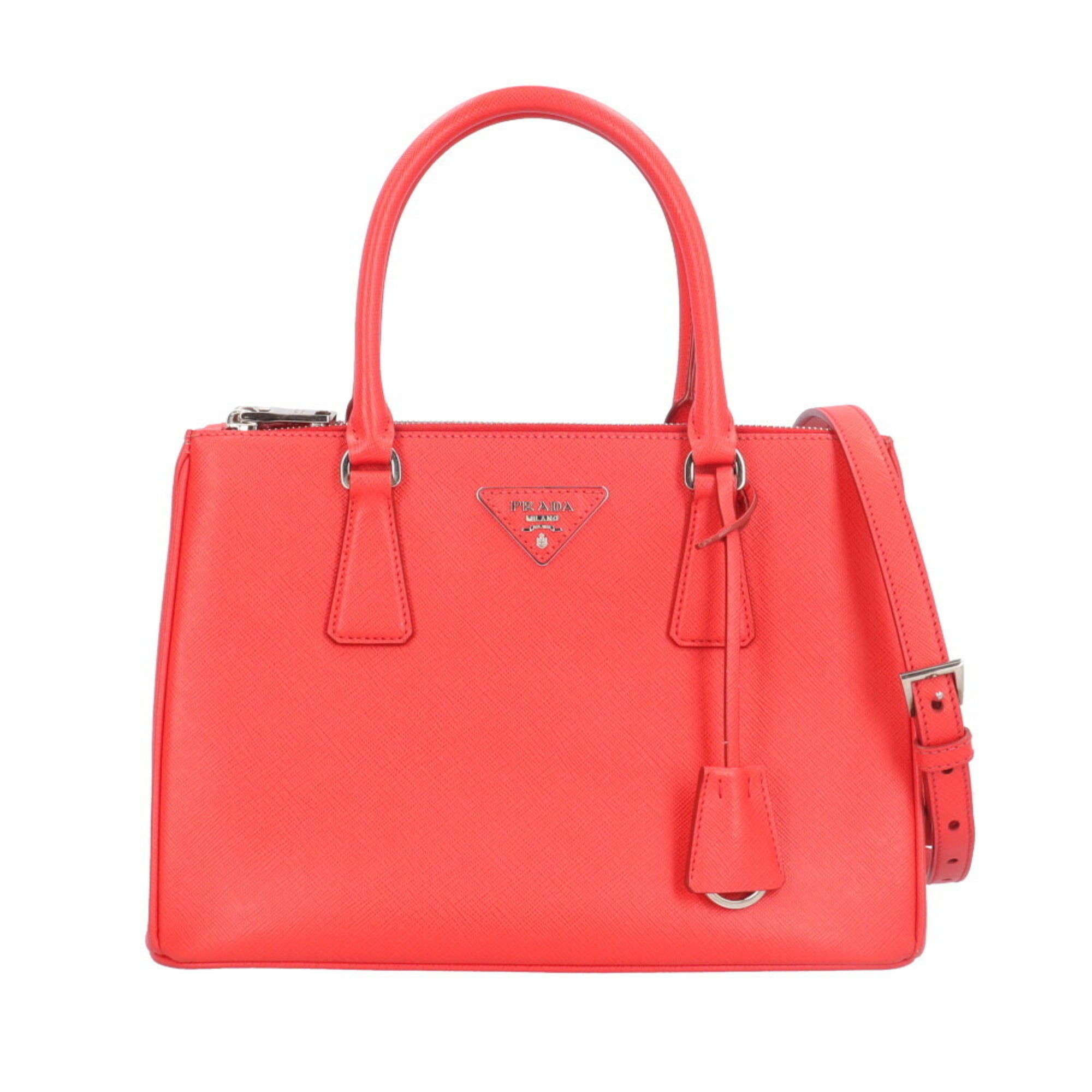PDA Saffiano Shoulder Bag, Leather, Red, Women's, PRADA 2-Way