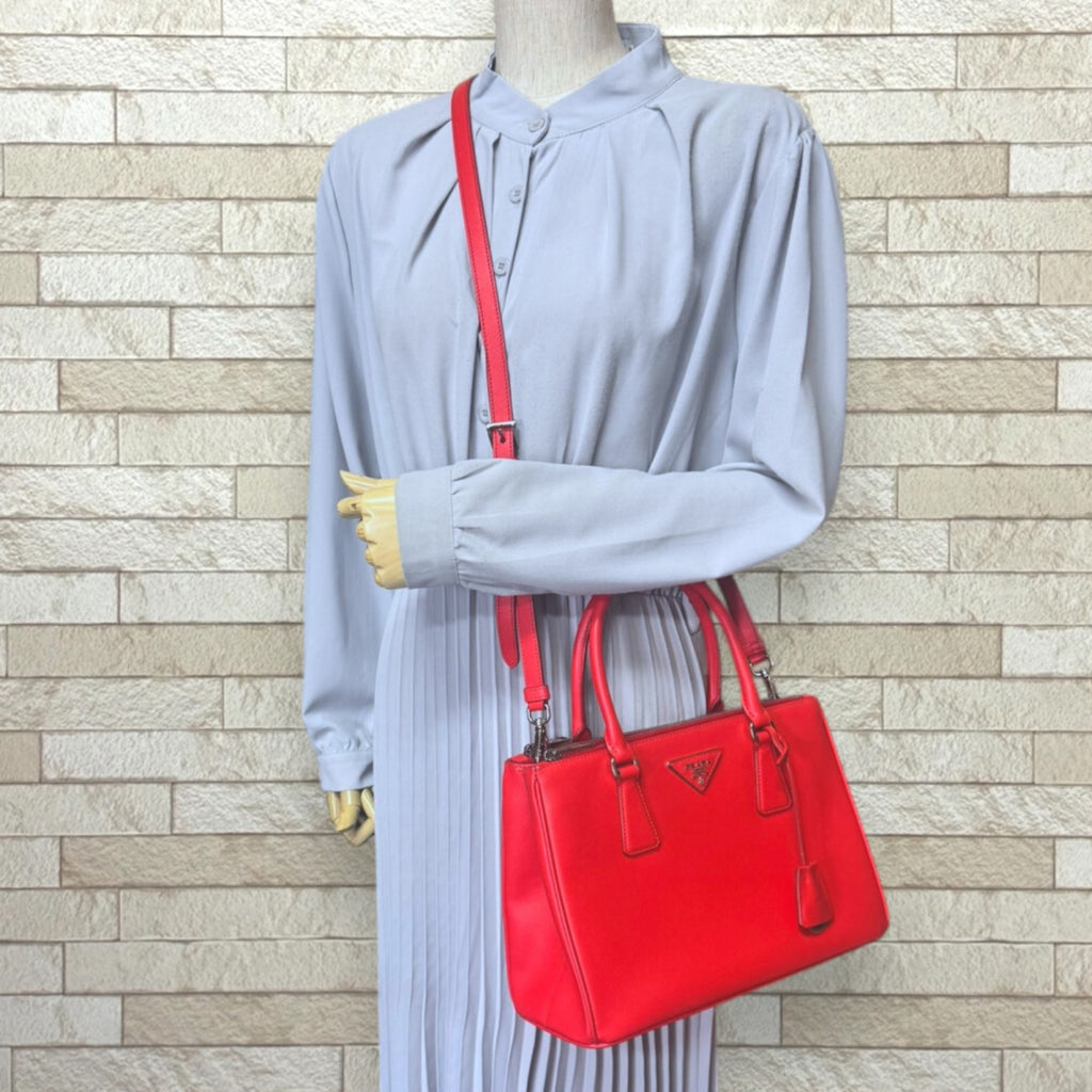 PDA Saffiano Shoulder Bag, Leather, Red, Women's, PRADA 2-Way