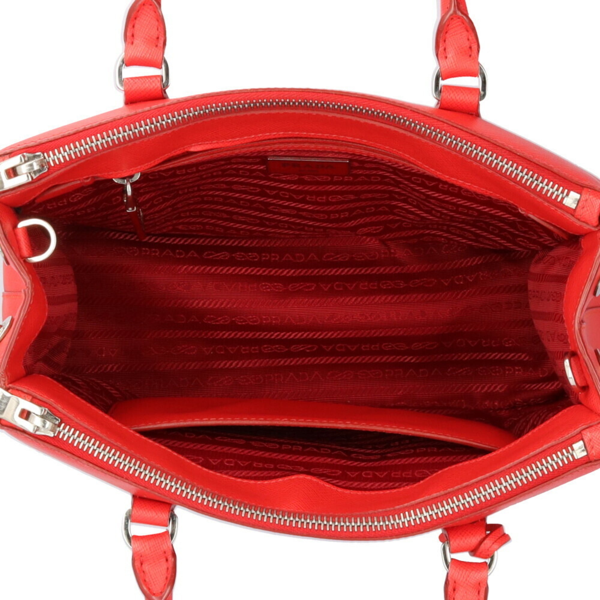 PDA Saffiano Shoulder Bag, Leather, Red, Women's, PRADA 2-Way