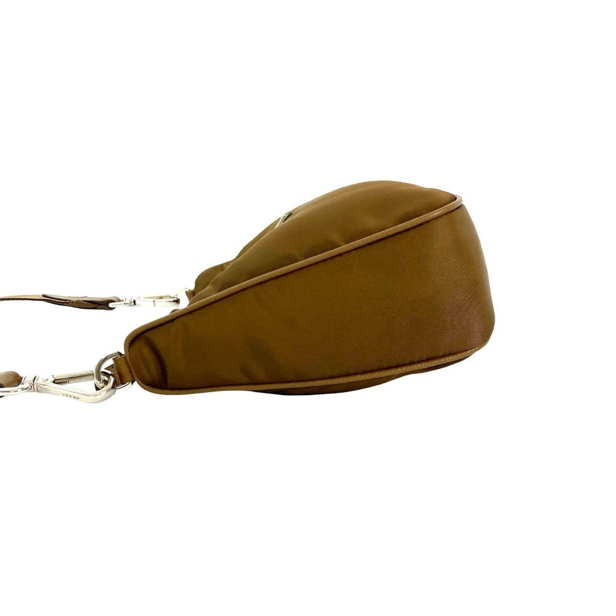 PDA Prada Triangle Logo Hardware Nylon Saffiano Leather 2-Way Chain Semi-One Shoulder Bag Pochette 26224