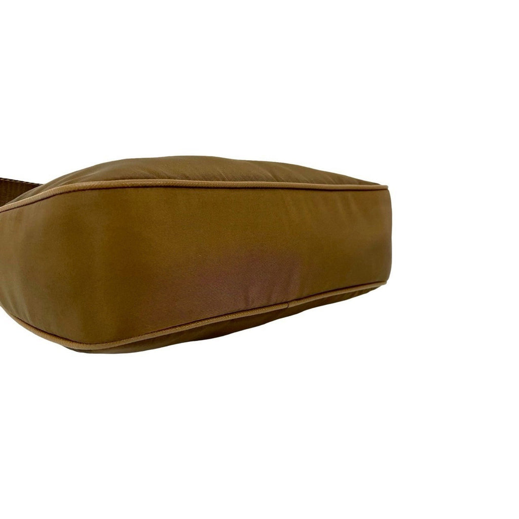 PDA Prada Triangle Logo Hardware Nylon Saffiano Leather 2-Way Chain Semi-One Shoulder Bag Pochette 26224