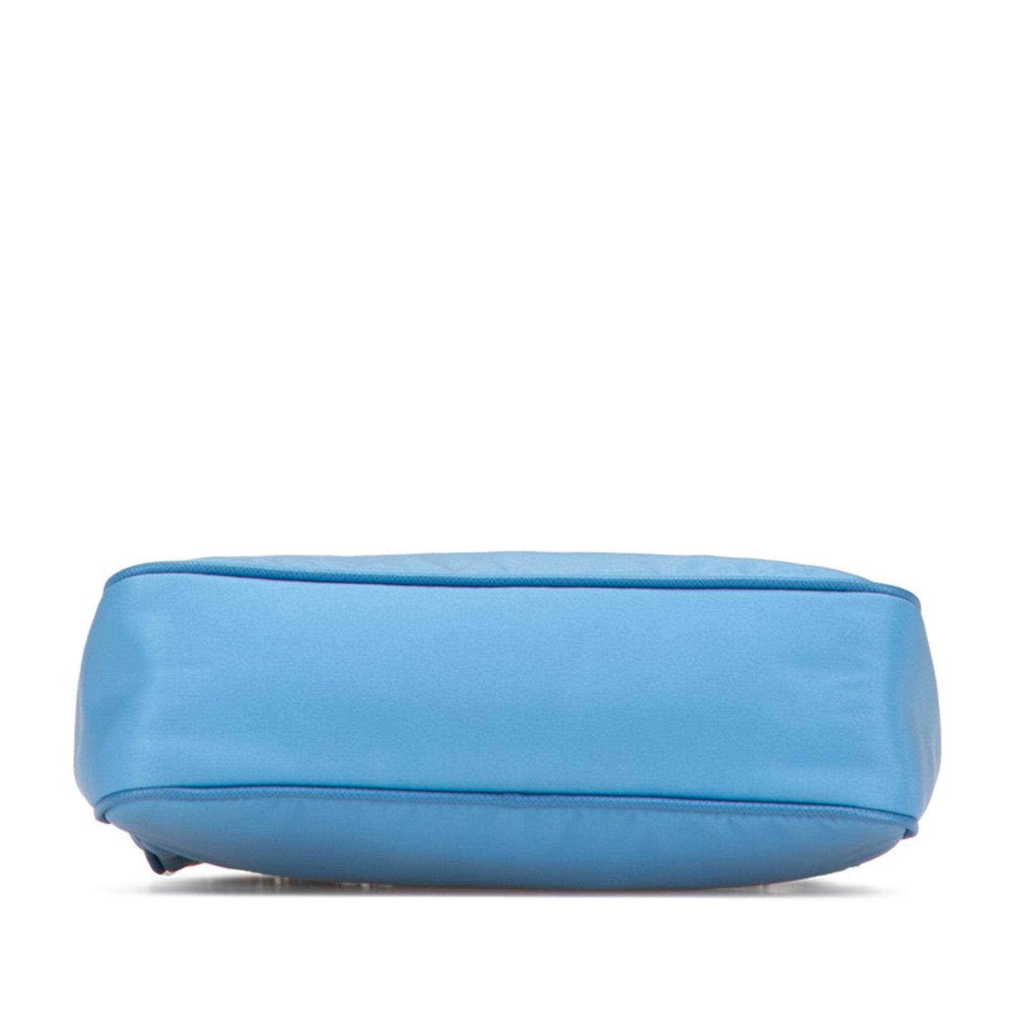 PDA Triangle Logo Plate Re-Edition 2005 Handbag/Shoulder Bag, 2-Way, Light Blue Nylon, 1BH204, Women's