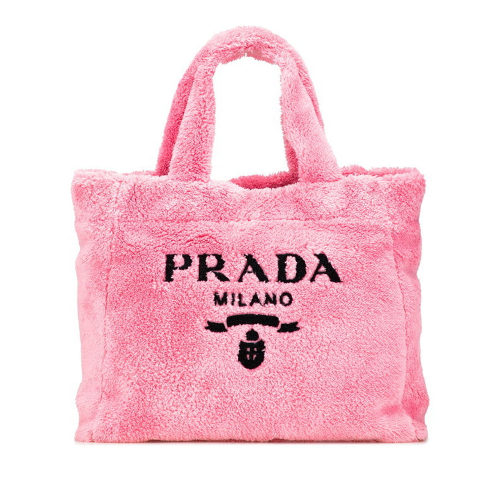 PDA Terry Logo Tote Bag 1BG130 Pink Pile Women's PRADA