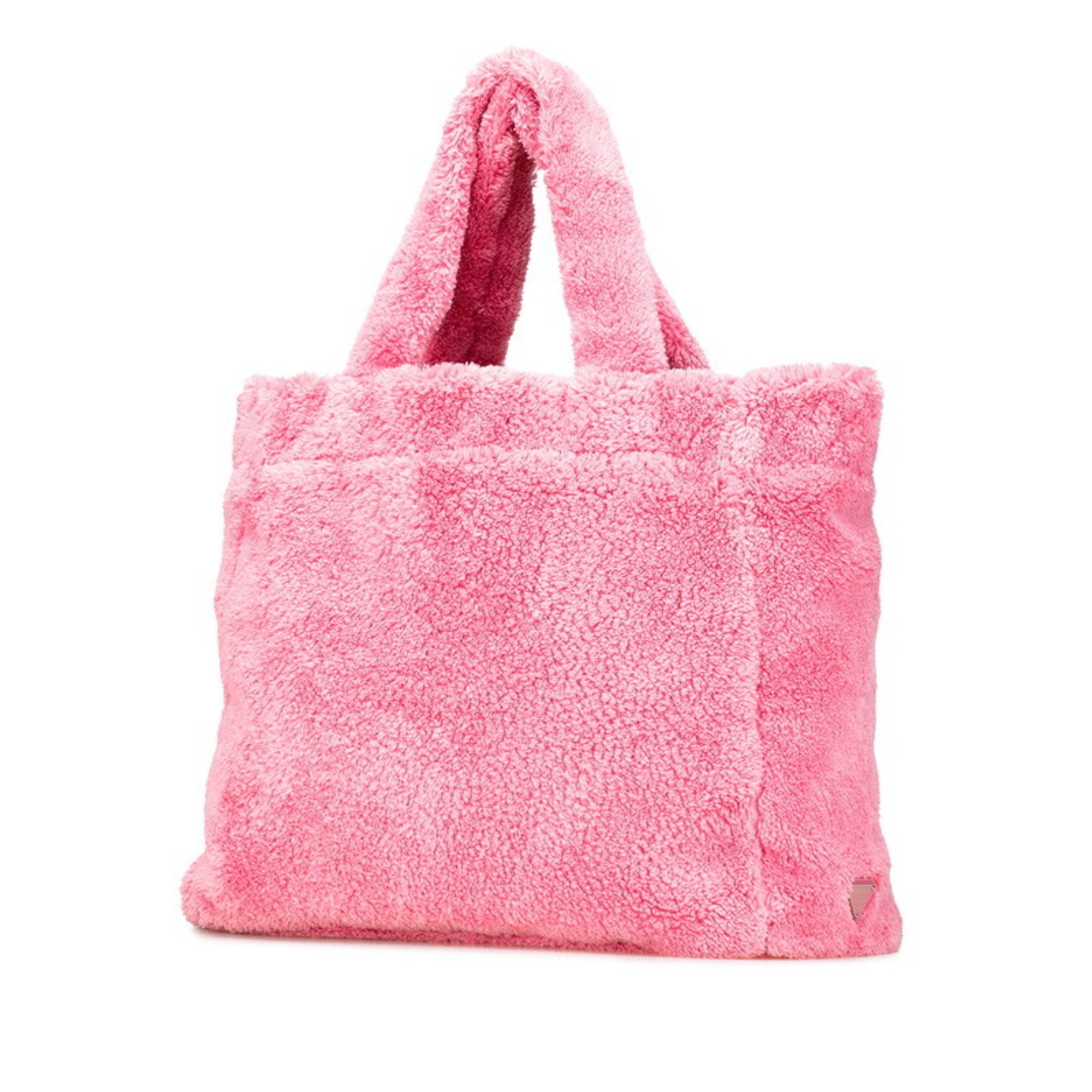 PDA Terry Logo Tote Bag 1BG130 Pink Pile Women's PRADA