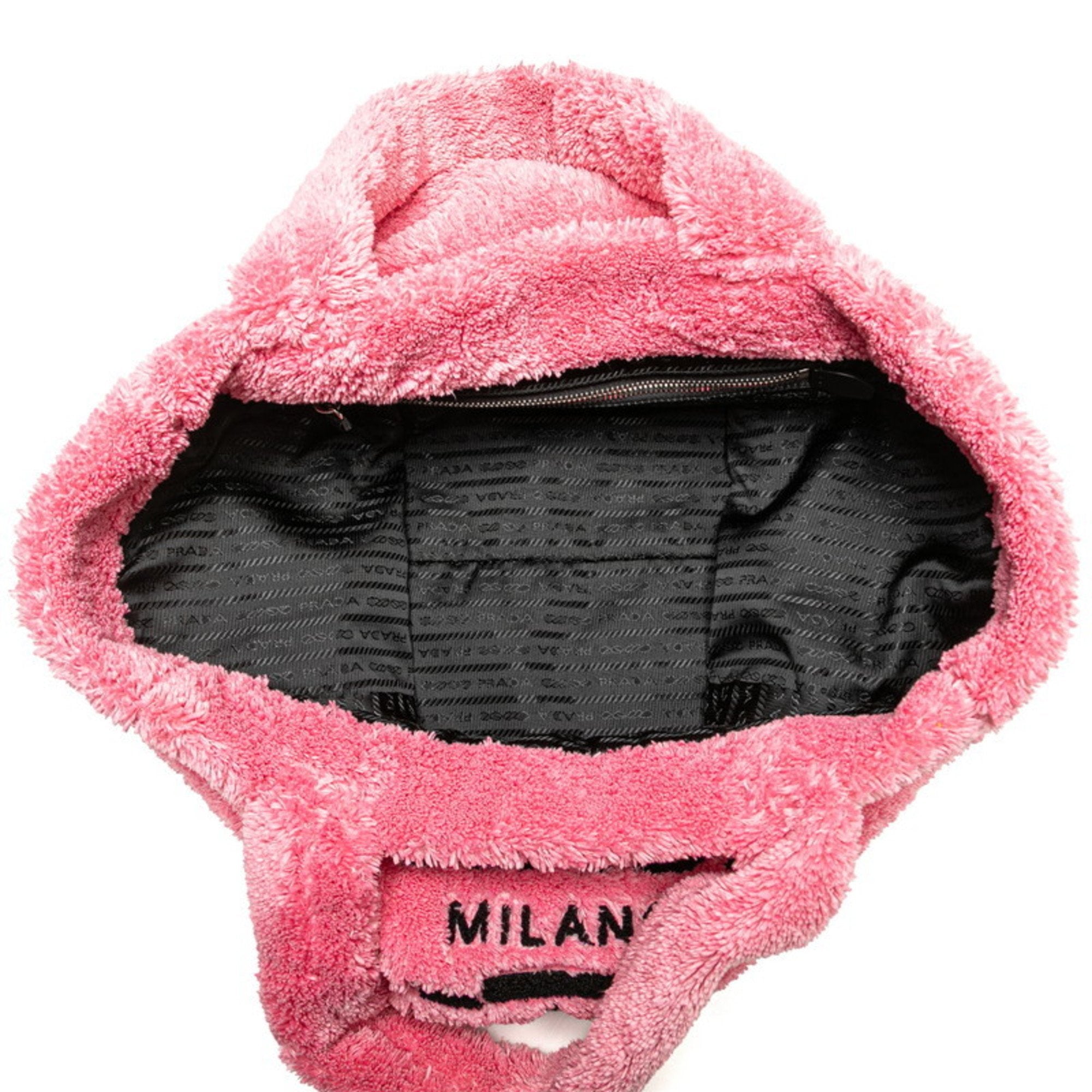 PDA Terry Logo Tote Bag 1BG130 Pink Pile Women's PRADA