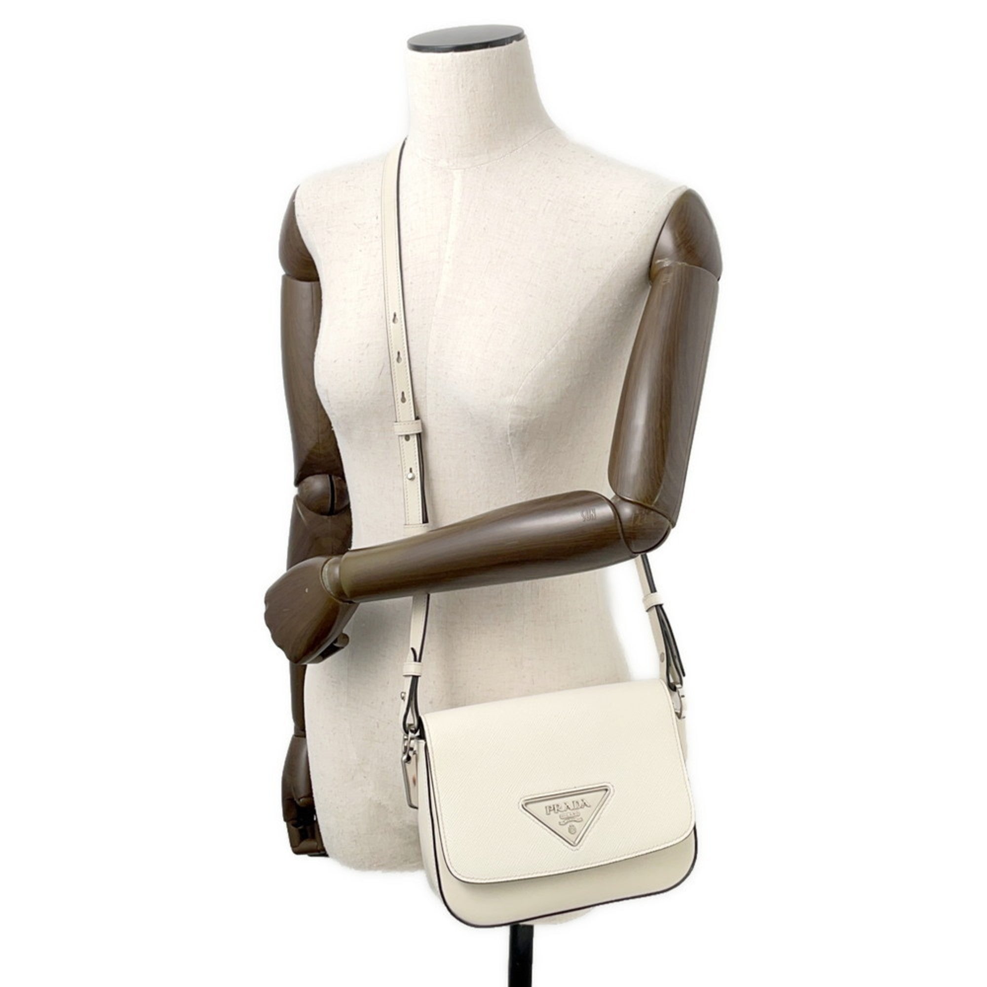 PDA Identity Shoulder Bag in Saffiano Leather (1BD249) White