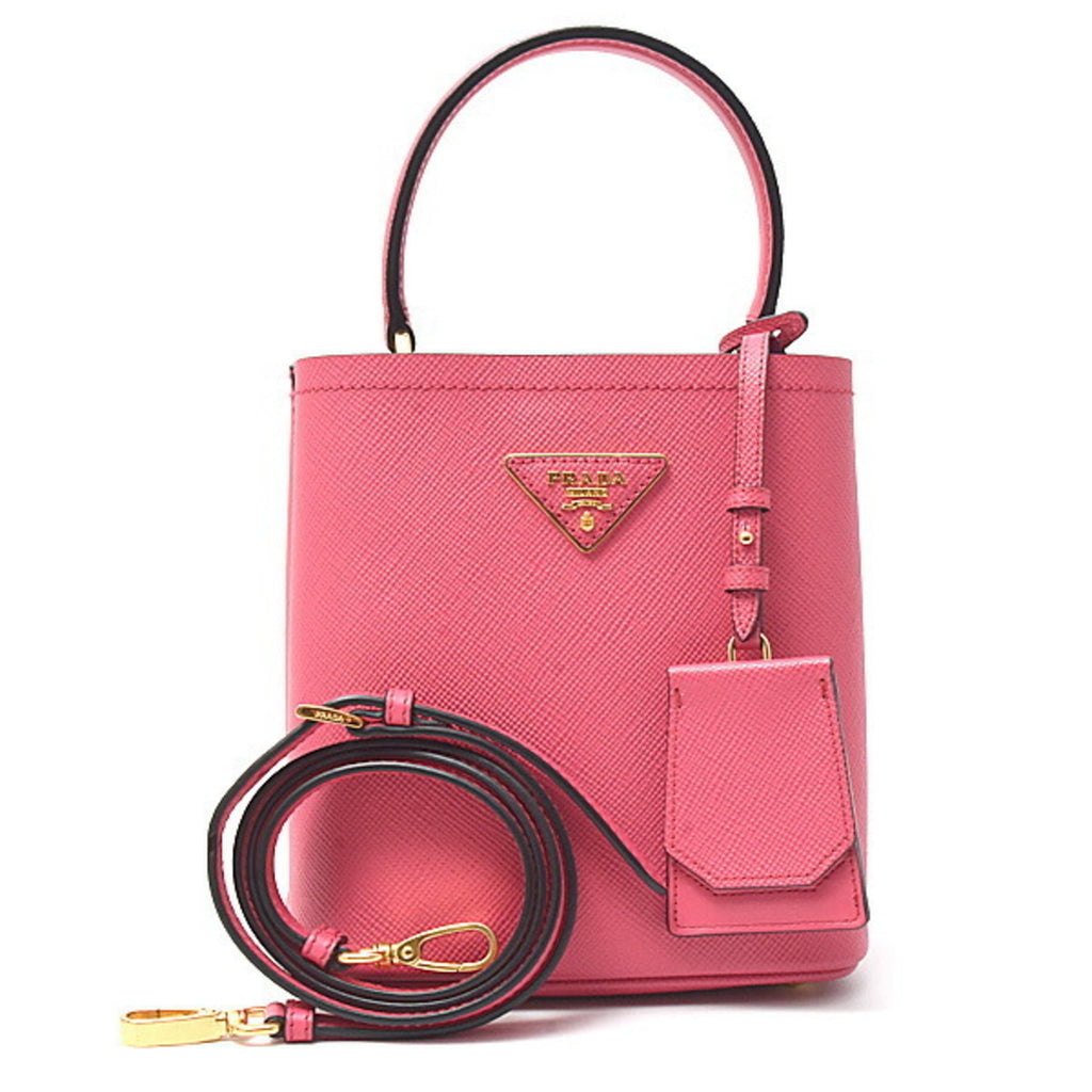 PDA Women's Saffiano Leather Pannier Hand Shoulder Bag in Pink, PRADA 1BA217
