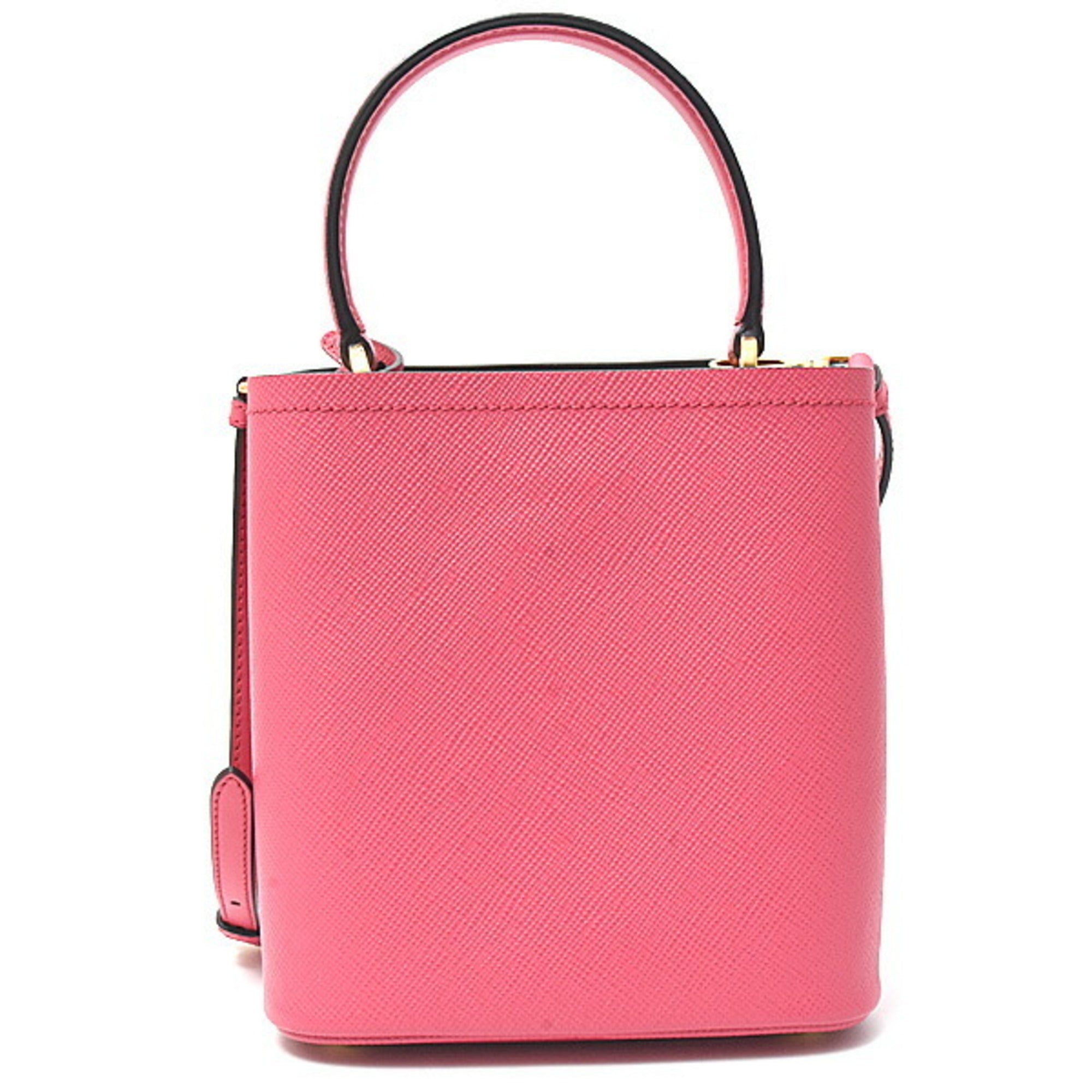 PDA Women's Saffiano Leather Pannier Hand Shoulder Bag in Pink, PRADA 1BA217