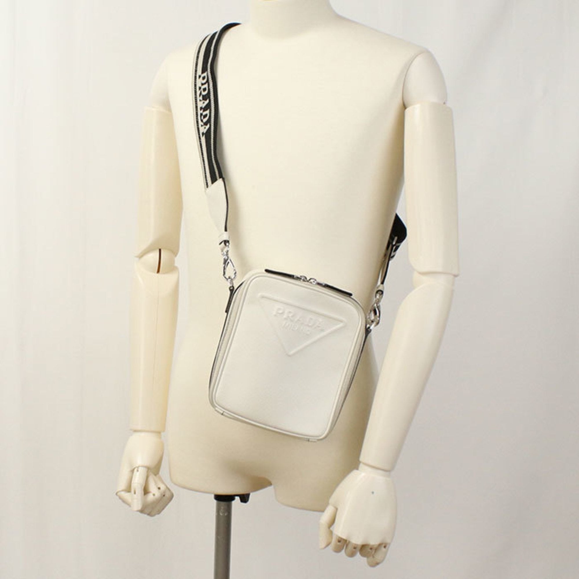 PDA Prada Saffiano Crossbody Shoulder Bag 2VH154 Men's White