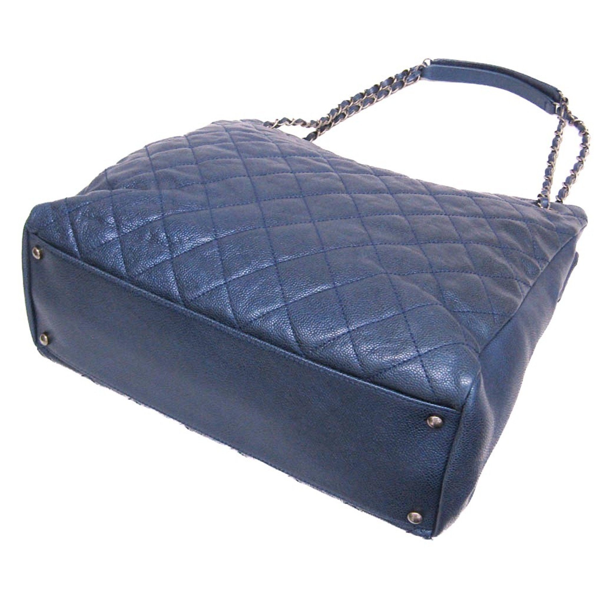 CHL Matelasse Chain Shoulder Tote A6729417316037 Women's Grained Calfskin Tote Bag Blue
