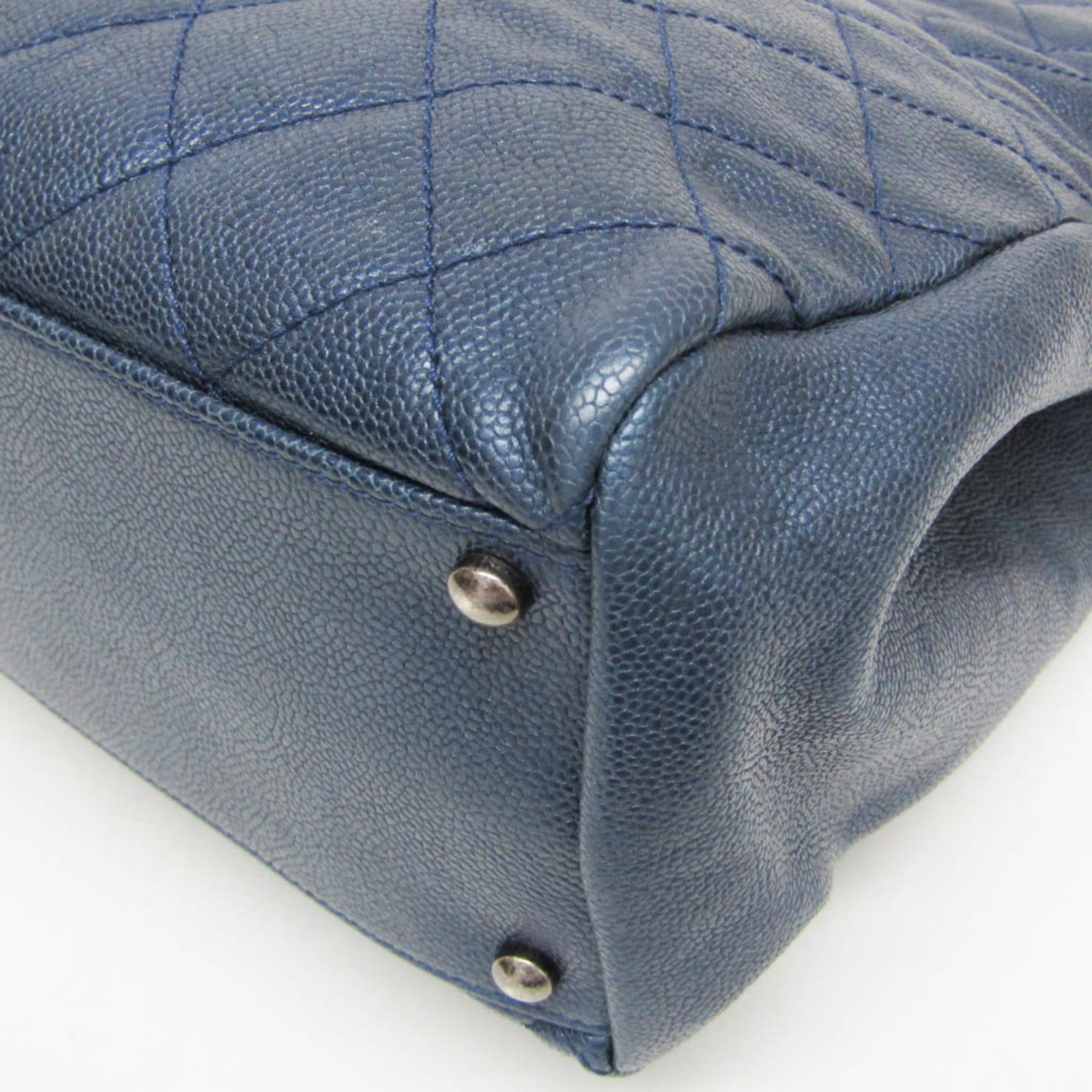 CHL Matelasse Chain Shoulder Tote A6729417316037 Women's Grained Calfskin Tote Bag Blue