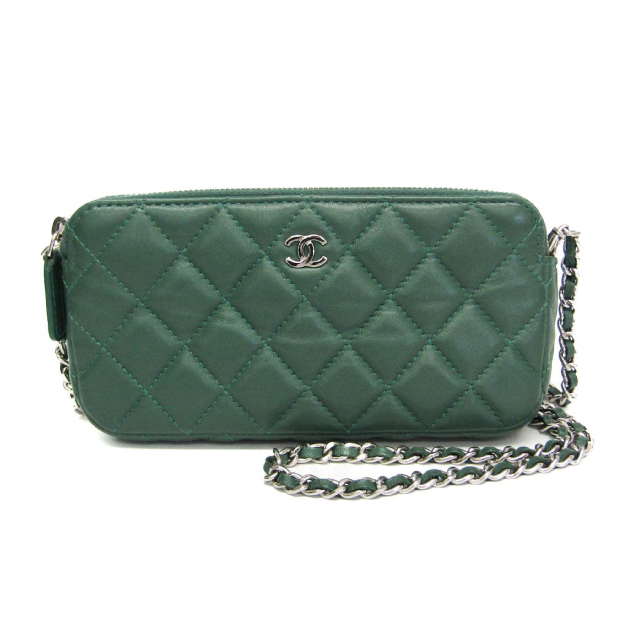 CHL Matelasse Chain Shoulder Bag Women's Leather Shoulder Bag Green