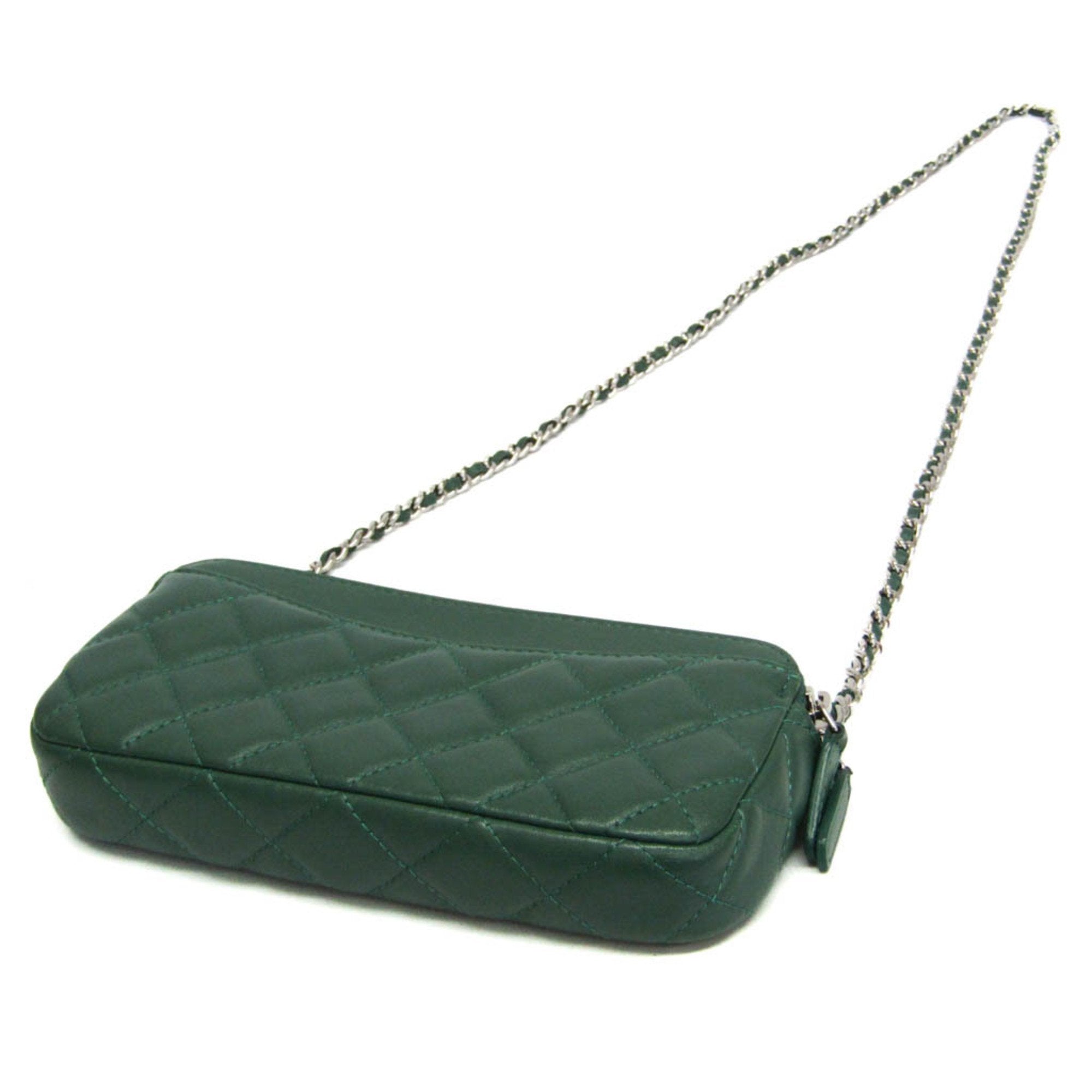 CHL Matelasse Chain Shoulder Bag Women's Leather Shoulder Bag Green