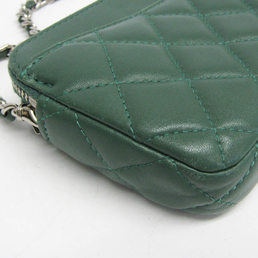CHL Matelasse Chain Shoulder Bag Women's Leather Shoulder Bag Green