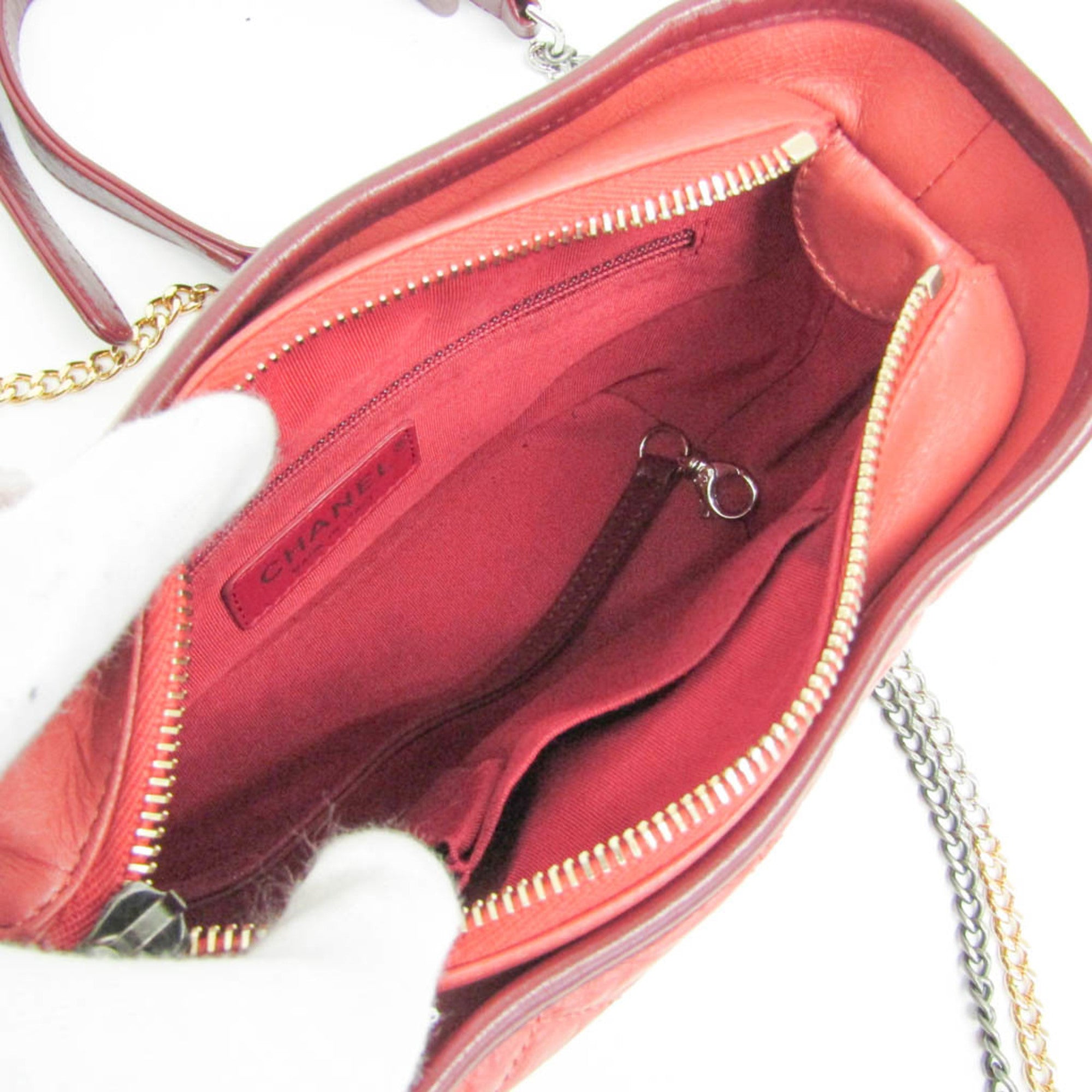 CHL Gabriel De Chanel Small Women's Leather Shoulder Bag Pink,Wine