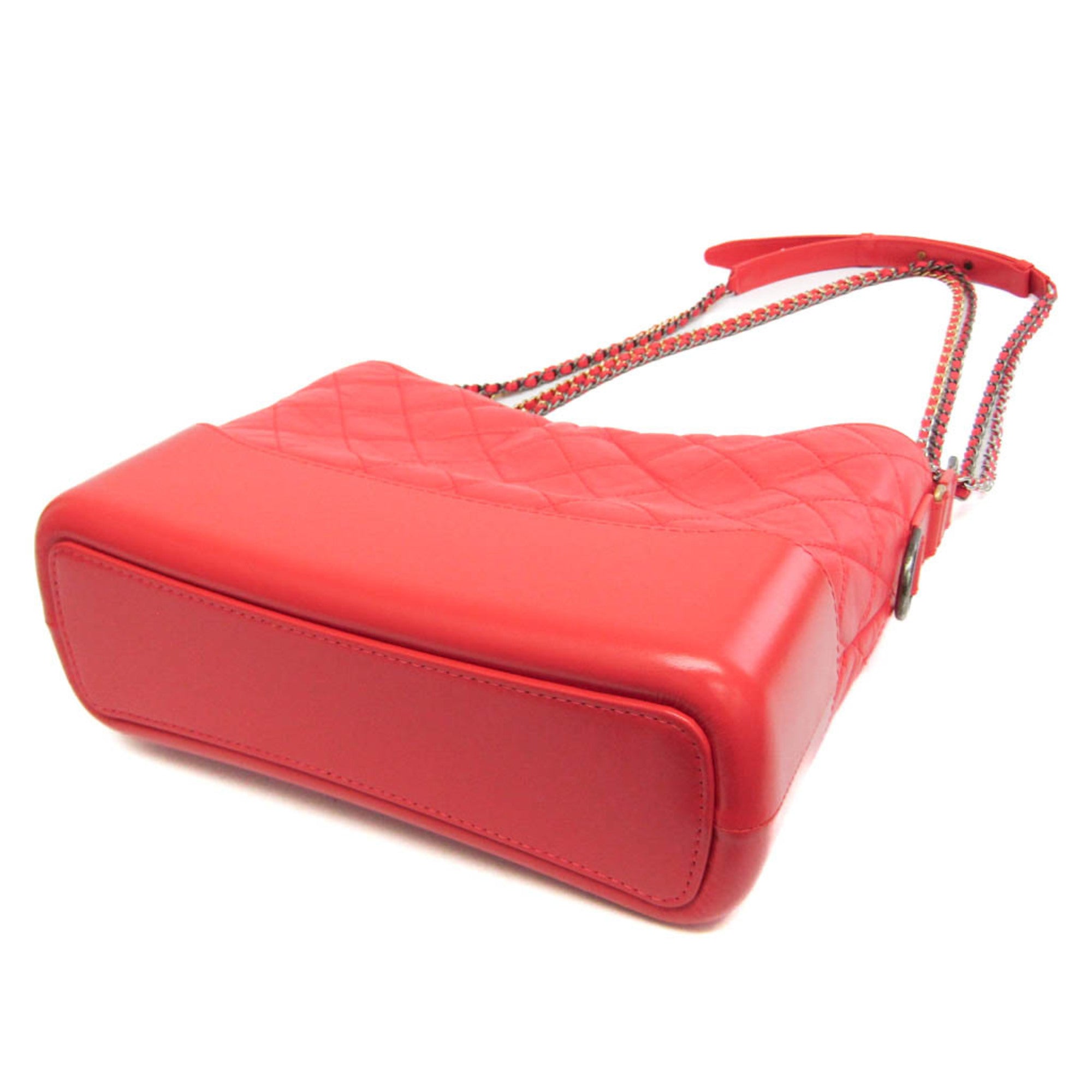 CHL Gabrielle De Chanel Hobo A93824 Women's Leather Shoulder Bag Coral Red