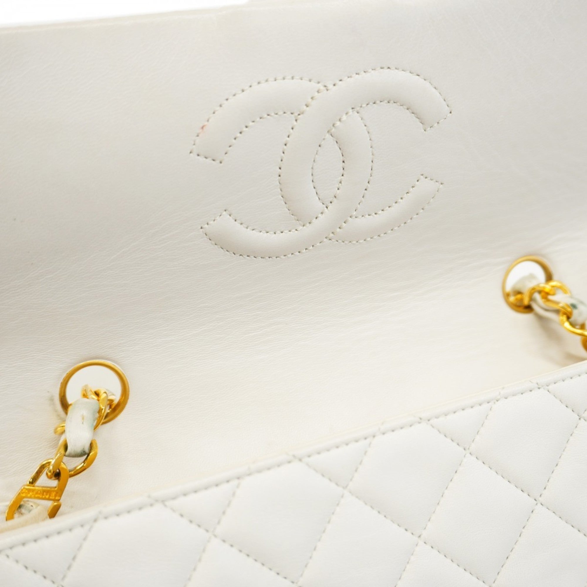 CHL Matelasse Shoulder Bag with Chain Bag, Lambskin, White, Women's