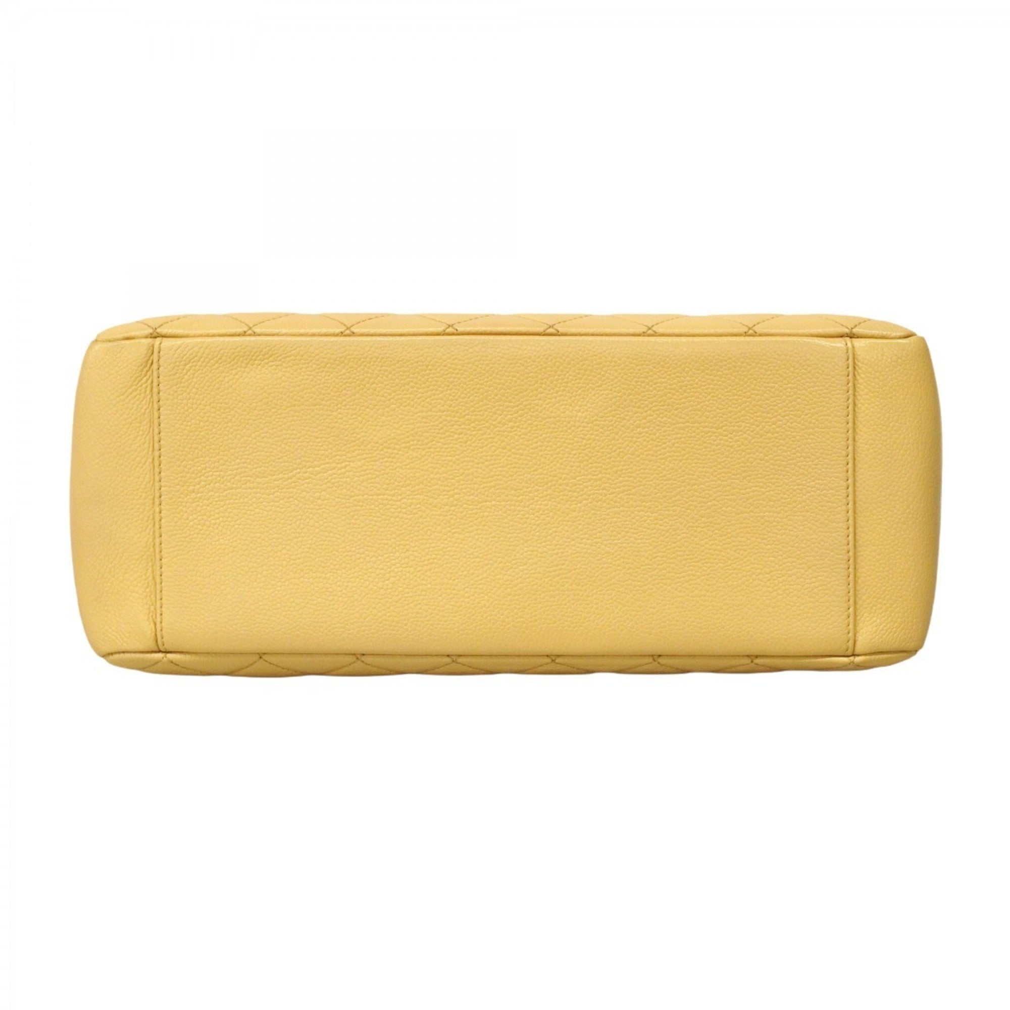 CHL Matelasse Tote Bag with Chain, Caviar Skin, Beige, Women's