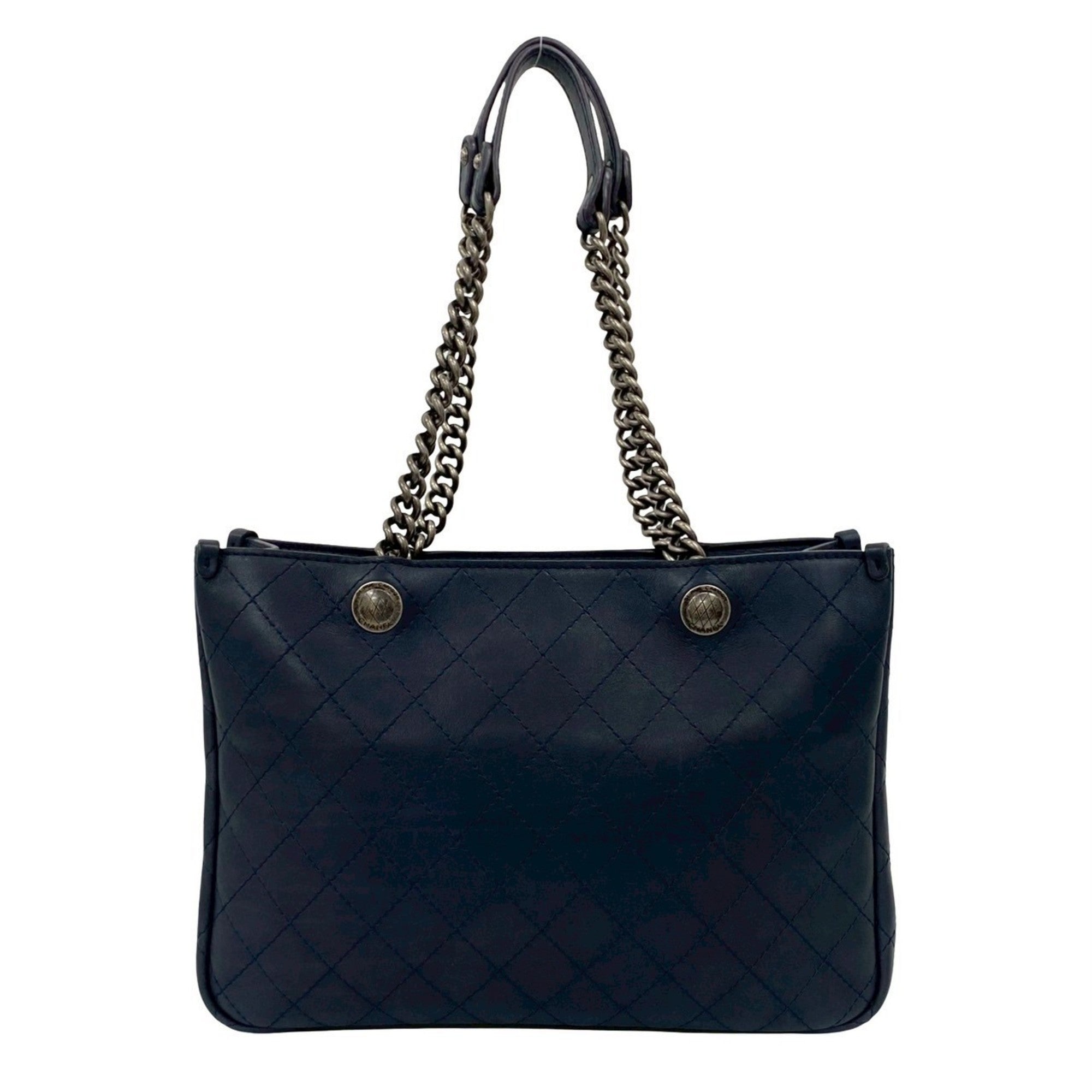 CHL Wild Stitch Coco Leather Chain Tote Bag, Navy, 177-6