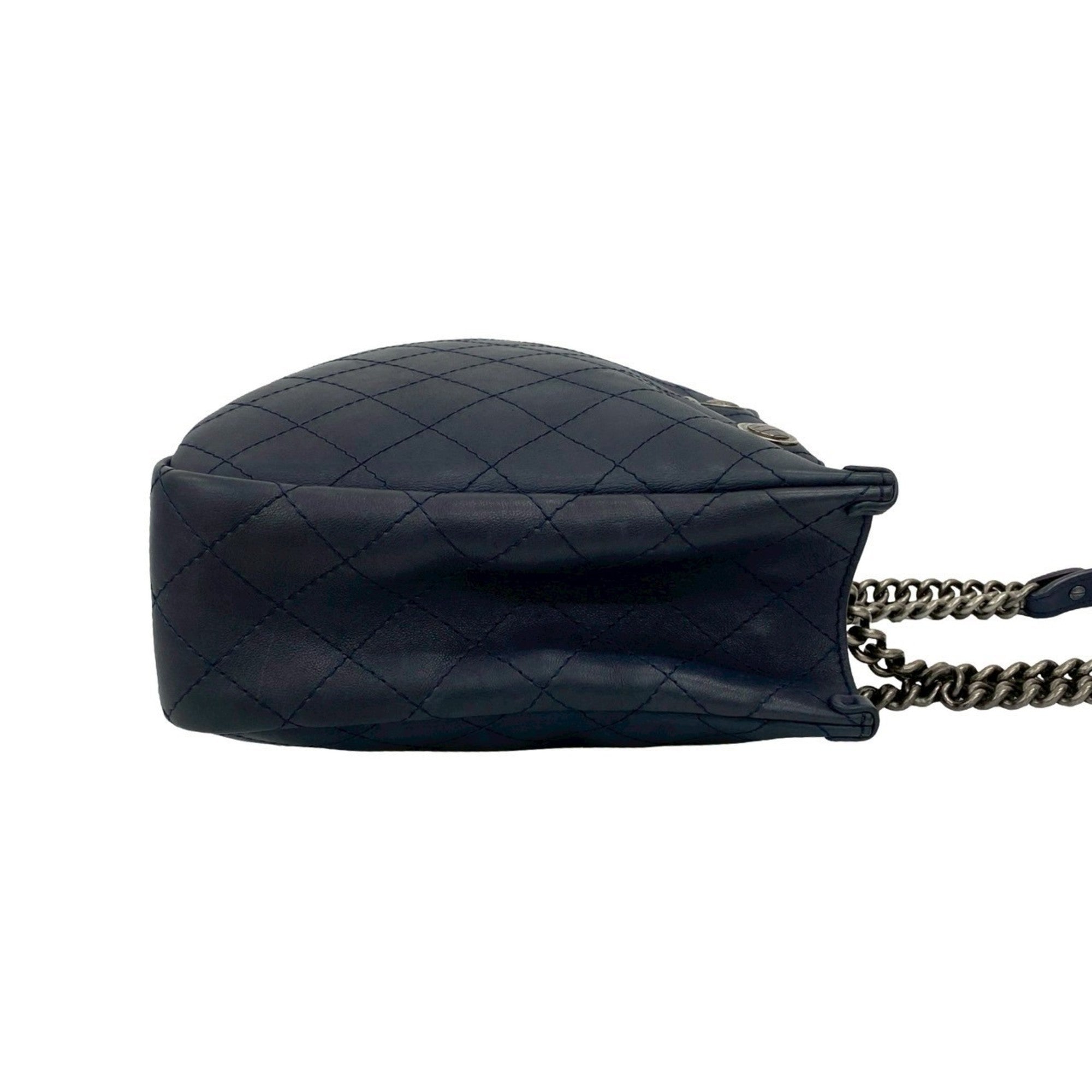 CHL Wild Stitch Coco Leather Chain Tote Bag, Navy, 177-6