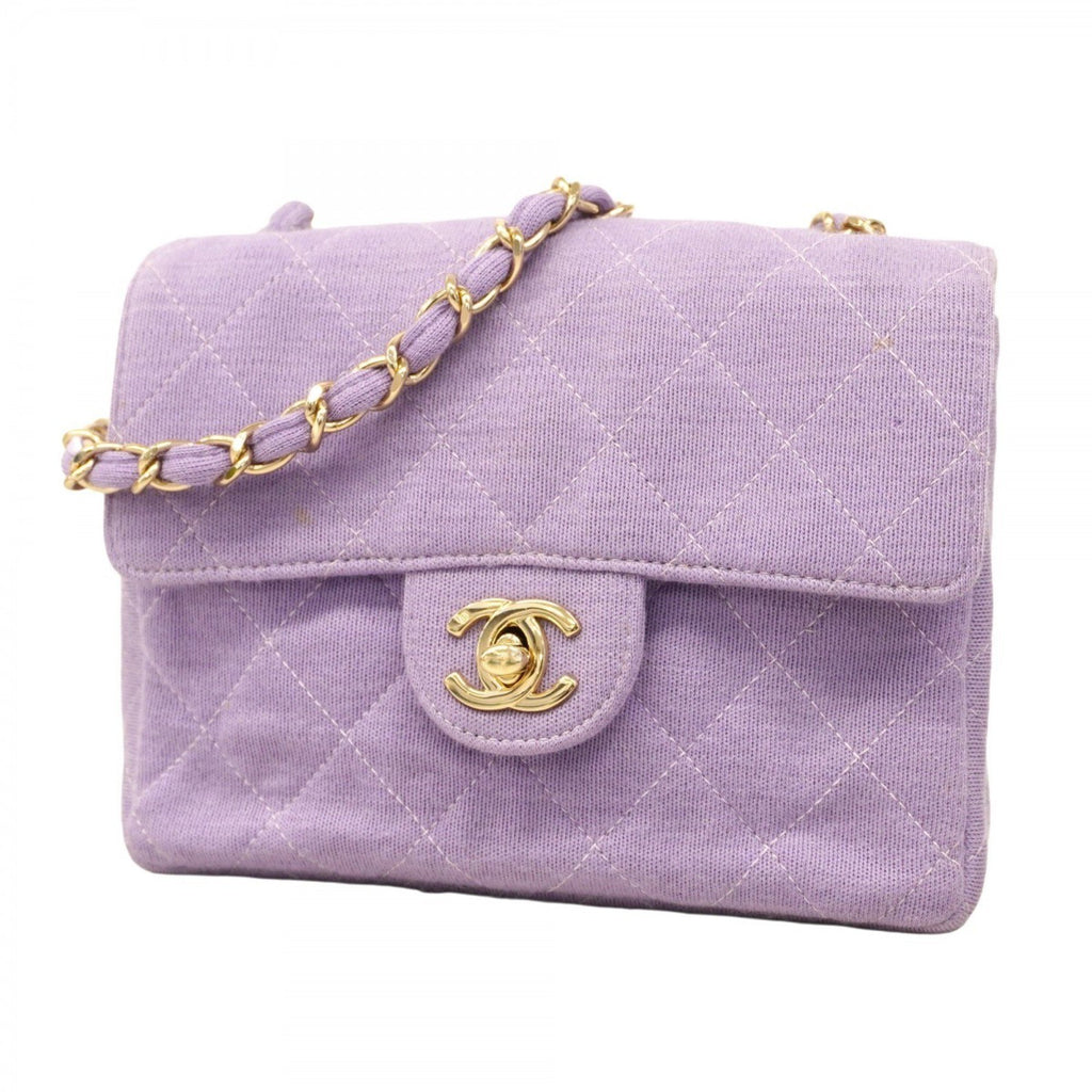 CHL Mini Matelasse Shoulder Bag with Chain, Cotton, Purple Champagne, Women's