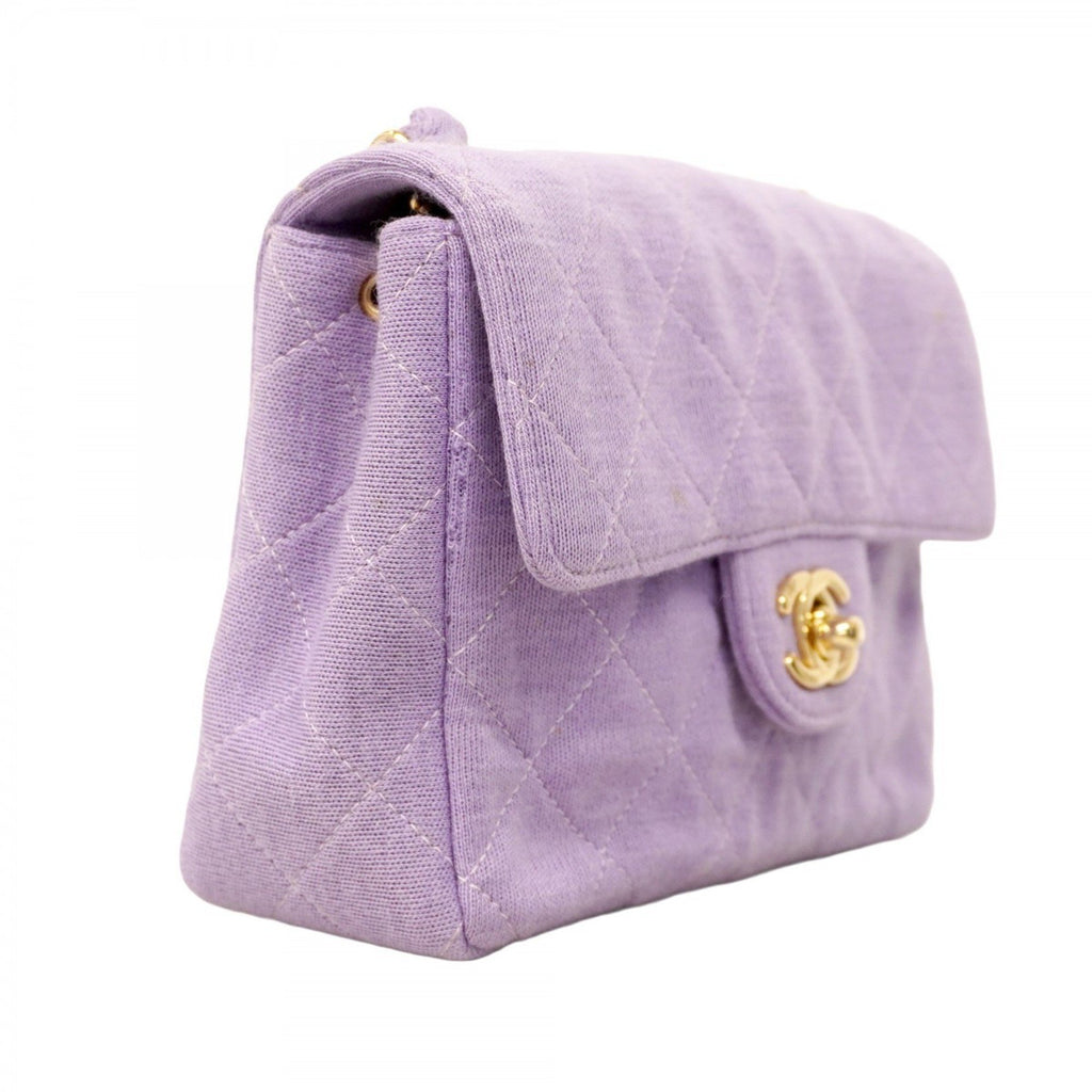 CHL Mini Matelasse Shoulder Bag with Chain, Cotton, Purple Champagne, Women's