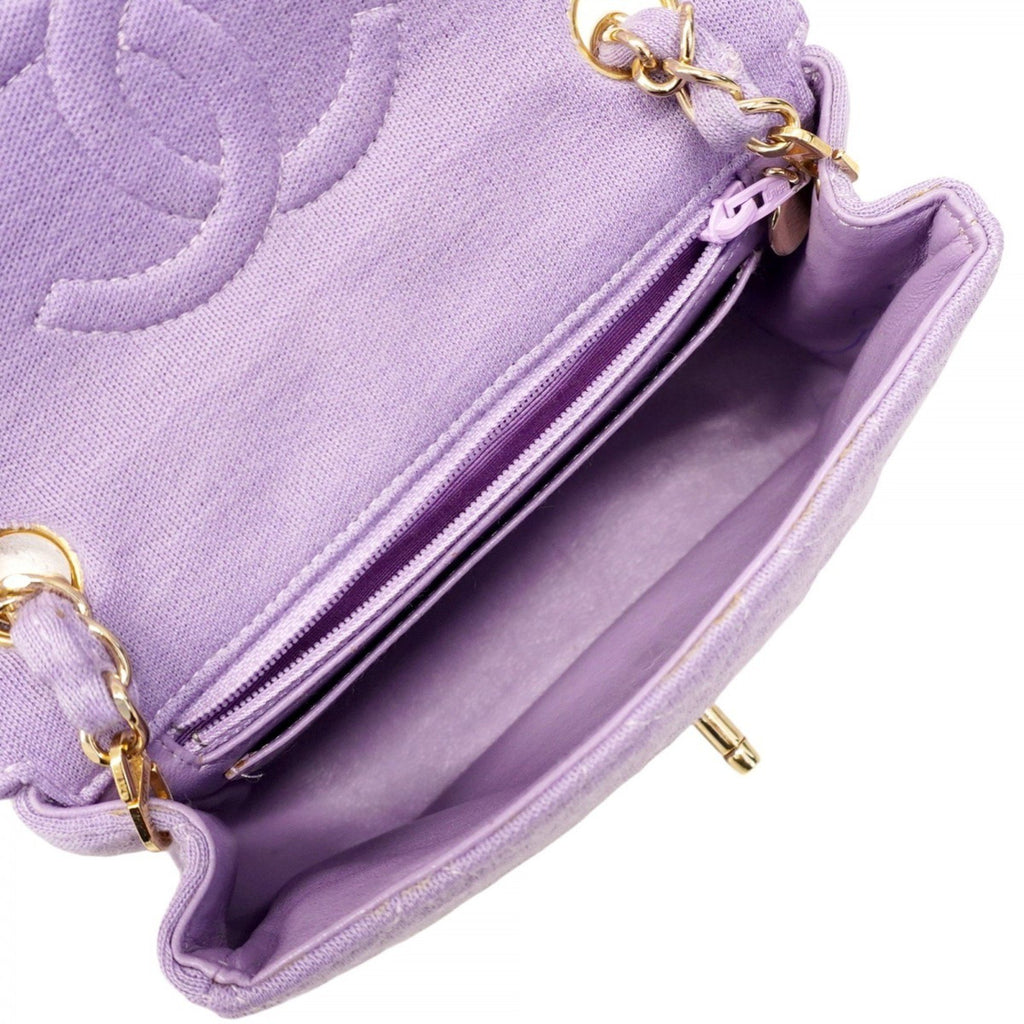 CHL Mini Matelasse Shoulder Bag with Chain, Cotton, Purple Champagne, Women's