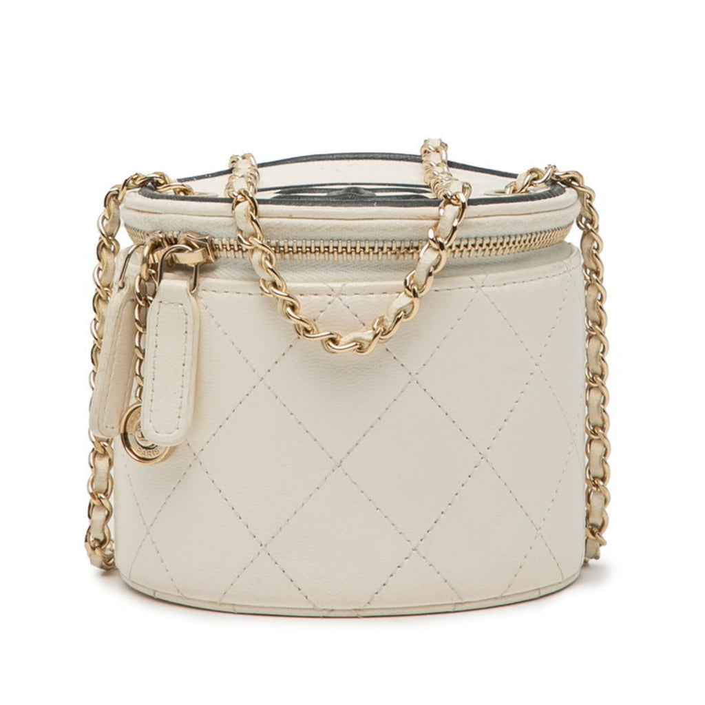Chanel CocoCHL Mark Small Vanity Bag with Chain Shoulder AP2193 in Off-White and Black Calfskin, Women's