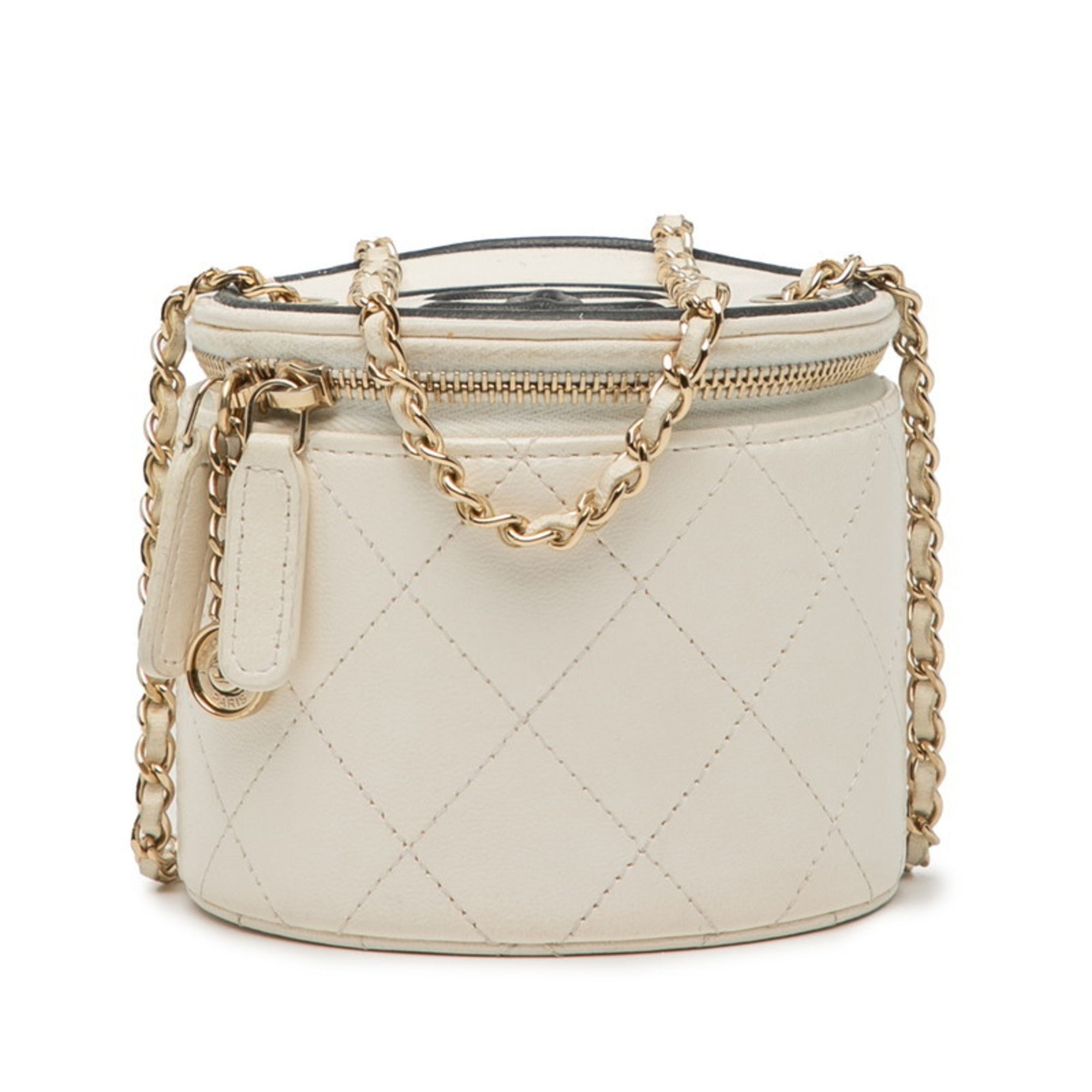 Chanel CocoCHL Mark Small Vanity Bag with Chain Shoulder AP2193 in Off-White and Black Calfskin, Women's