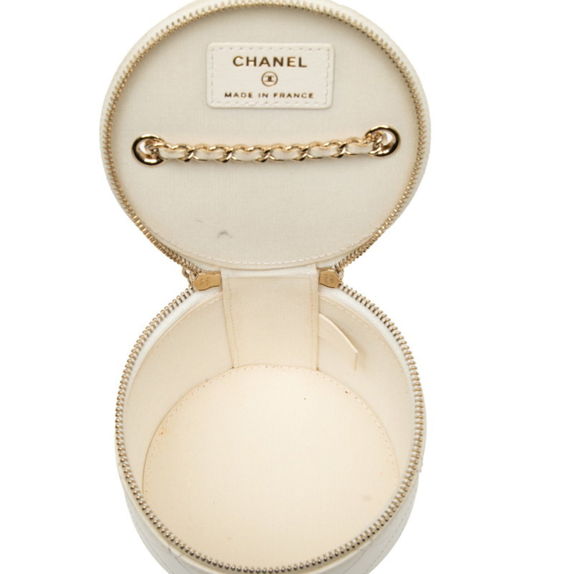 Chanel CocoCHL Mark Small Vanity Bag with Chain Shoulder AP2193 in Off-White and Black Calfskin, Women's