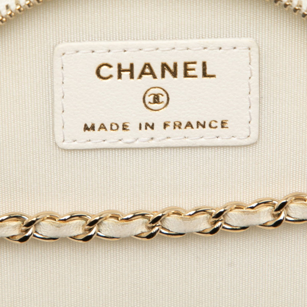 Chanel CocoCHL Mark Small Vanity Bag with Chain Shoulder AP2193 in Off-White and Black Calfskin, Women's