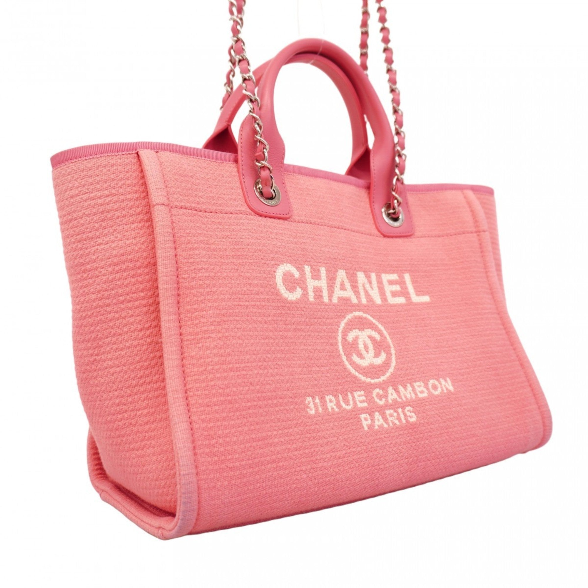CHL Deauville Chain Canvas Tote Bag, Pink, 2-Way Bag for Women