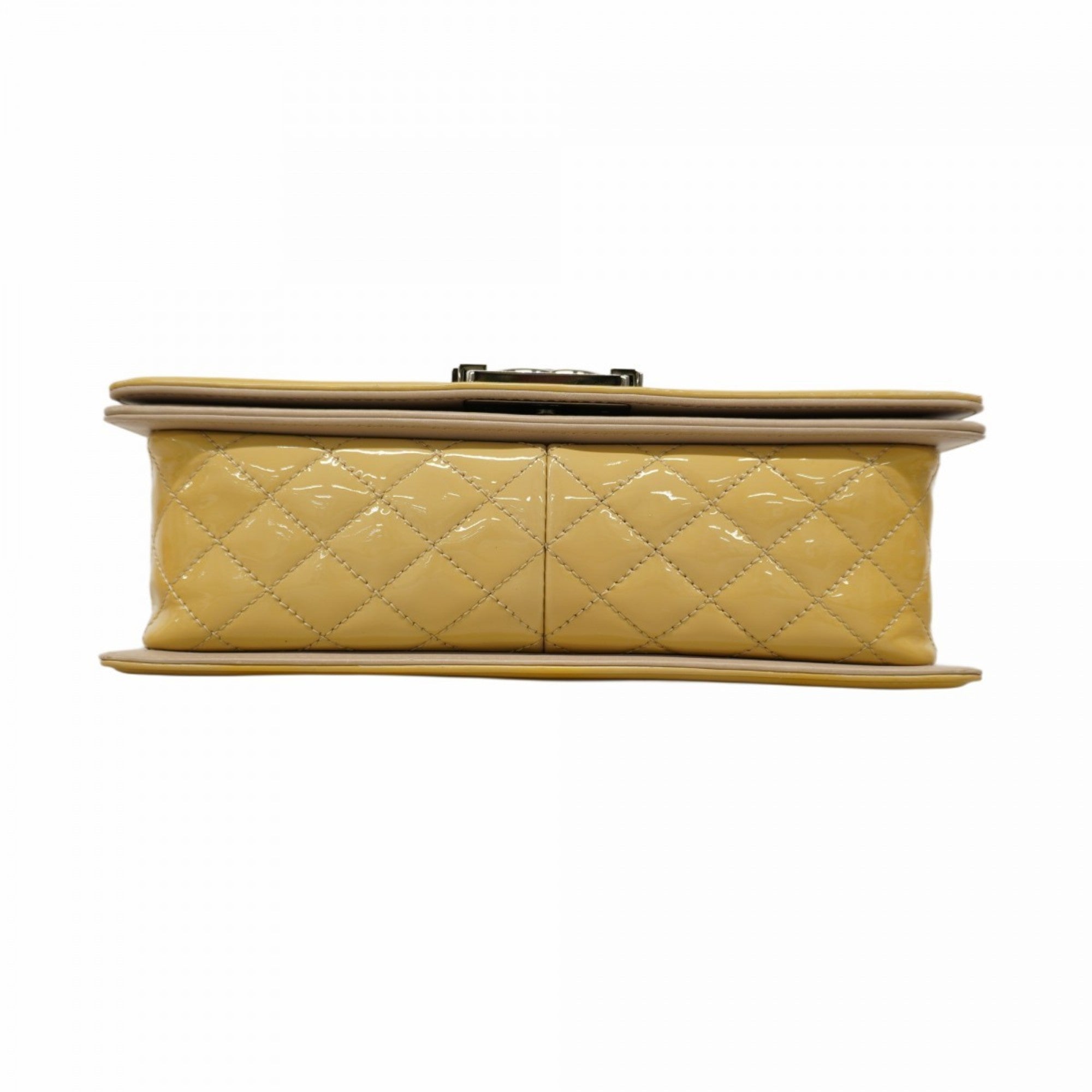 CHL Boy Shoulder Bag, V-Stitch Chain Patent Leather, Yellow, Women's