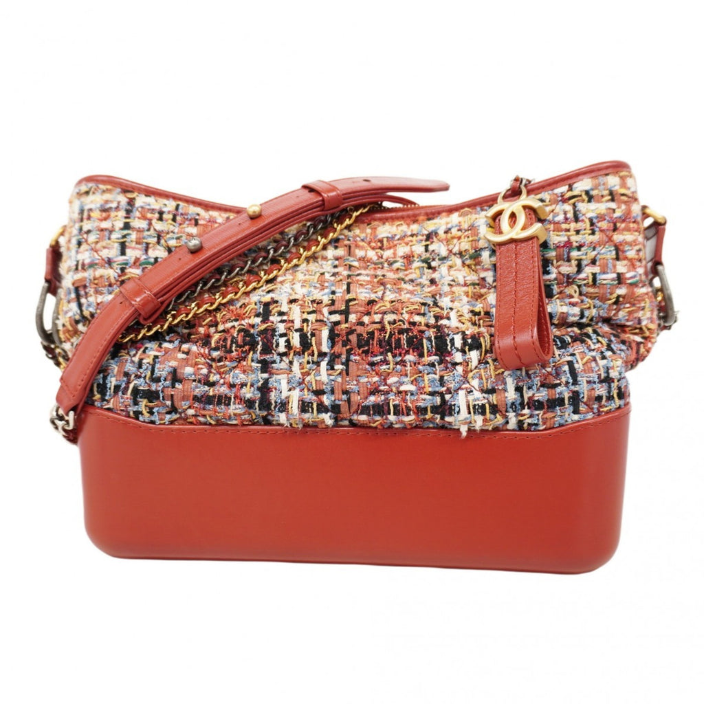 CHL Shoulder Bag Chain Gabriel Tweed Red Gold Women's