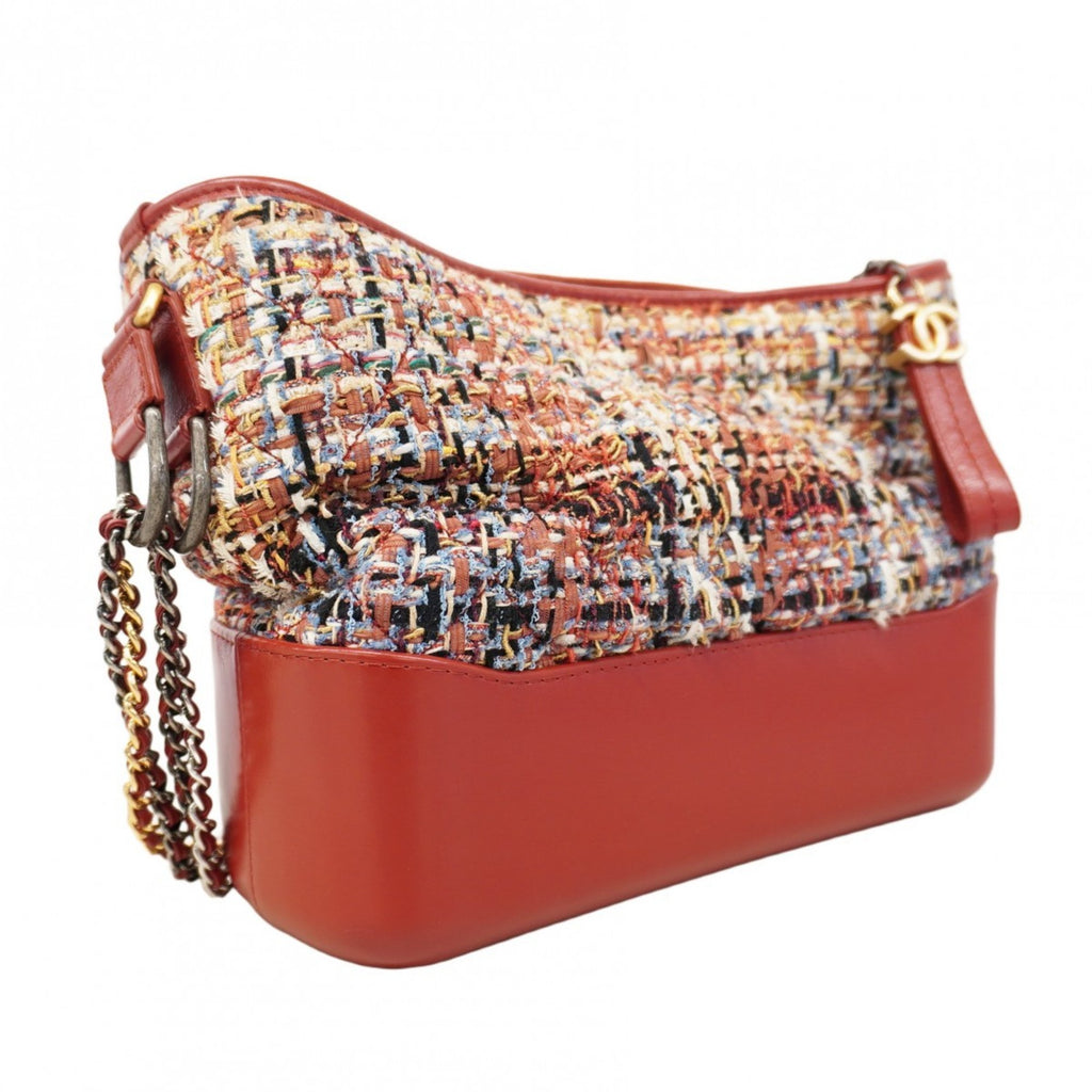 CHL Shoulder Bag Chain Gabriel Tweed Red Gold Women's