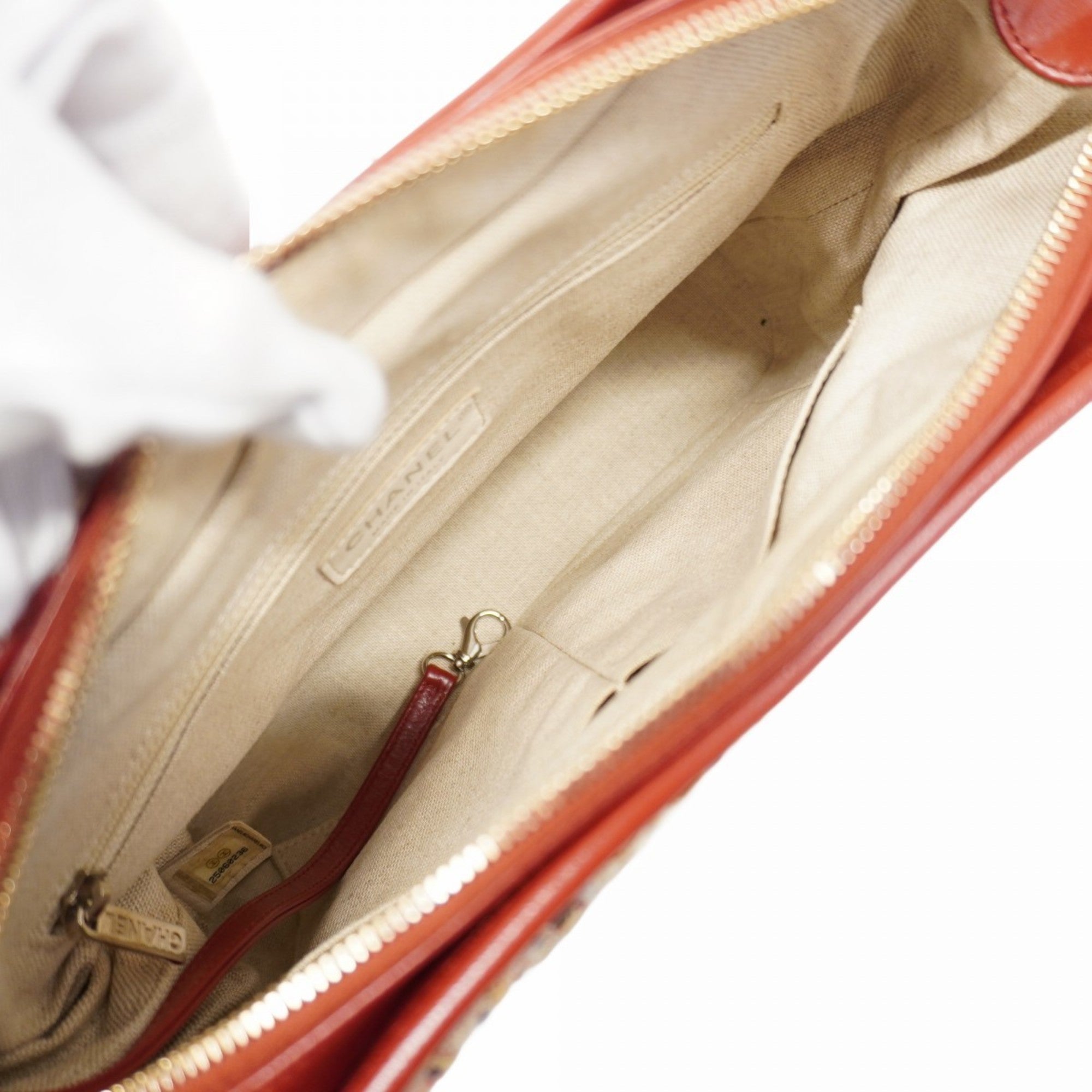 CHL Shoulder Bag Chain Gabriel Tweed Red Gold Women's