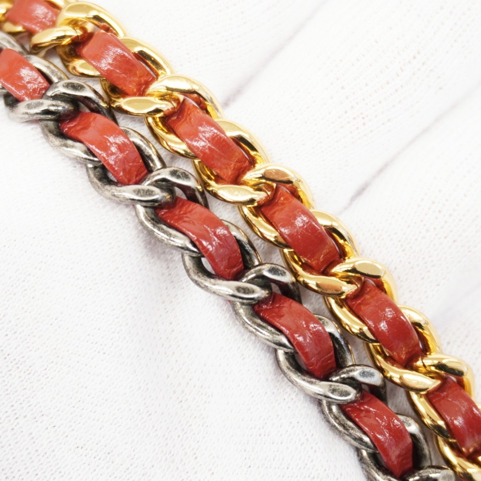 CHL Shoulder Bag Chain Gabriel Tweed Red Gold Women's