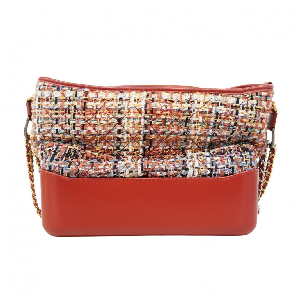 CHL Shoulder Bag Chain Gabriel Tweed Red Gold Women's